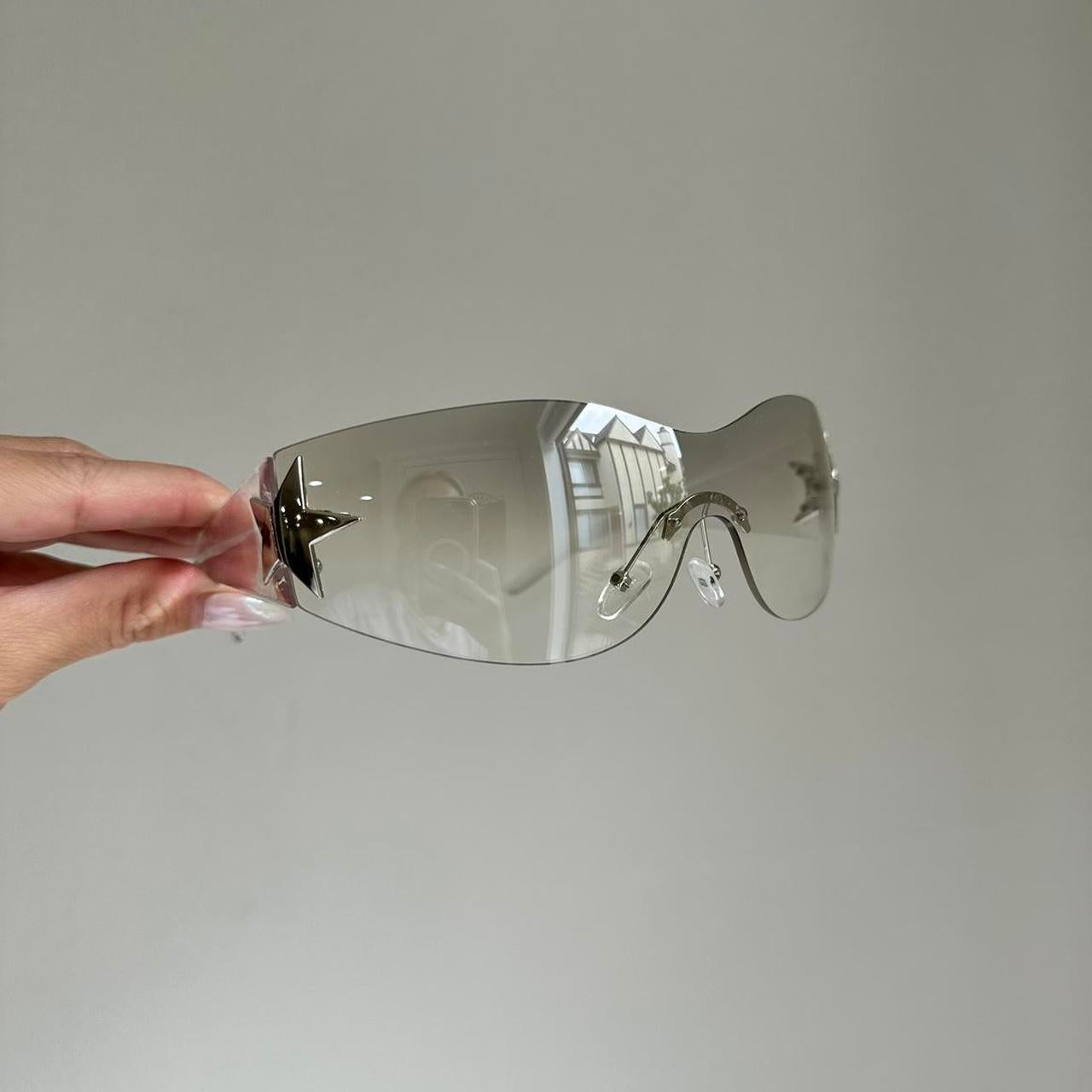 Women's Silver and White Sunglasses