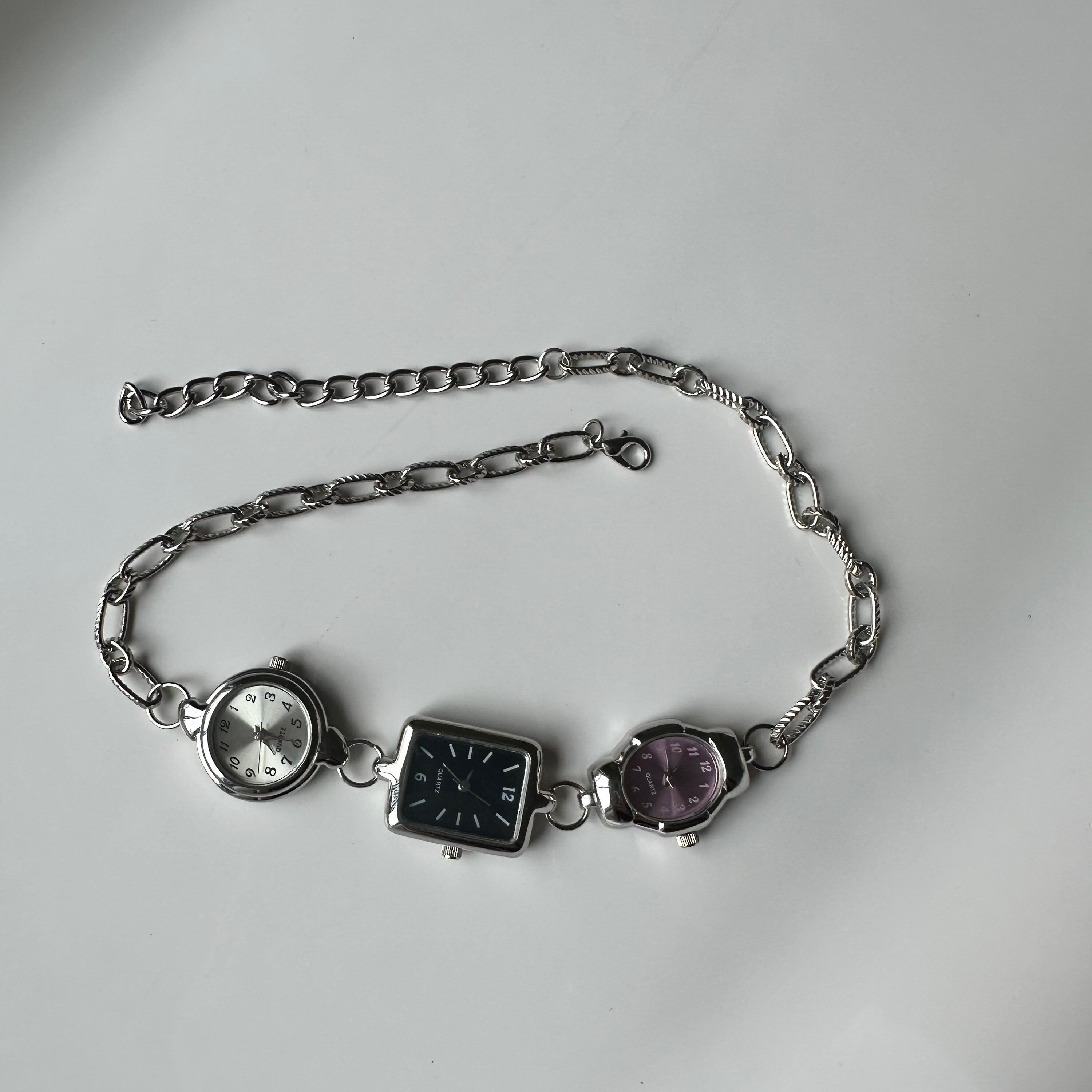 Watch Choker Necklace with Three Different Watch Faced