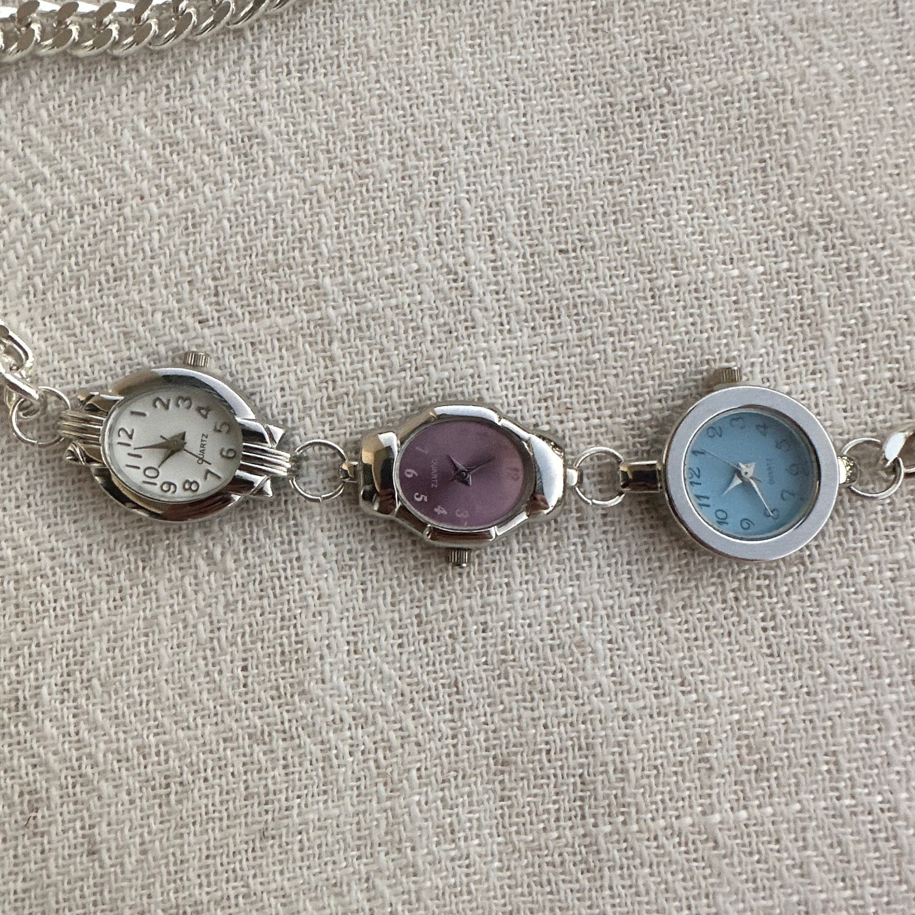 Watch Choker Necklace with Three Different Watch Faced