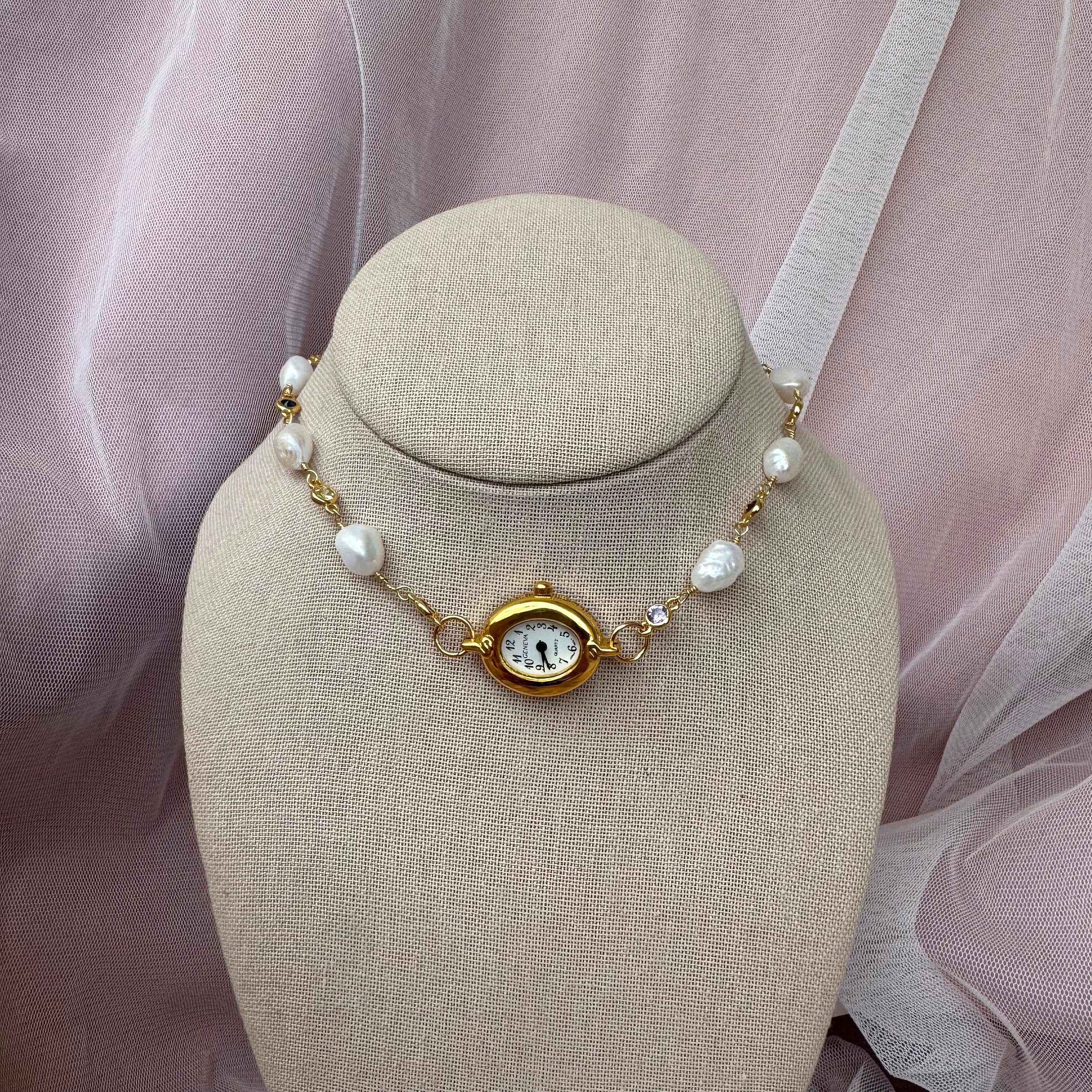 Freshwater Pearl Watch Choker Necklace