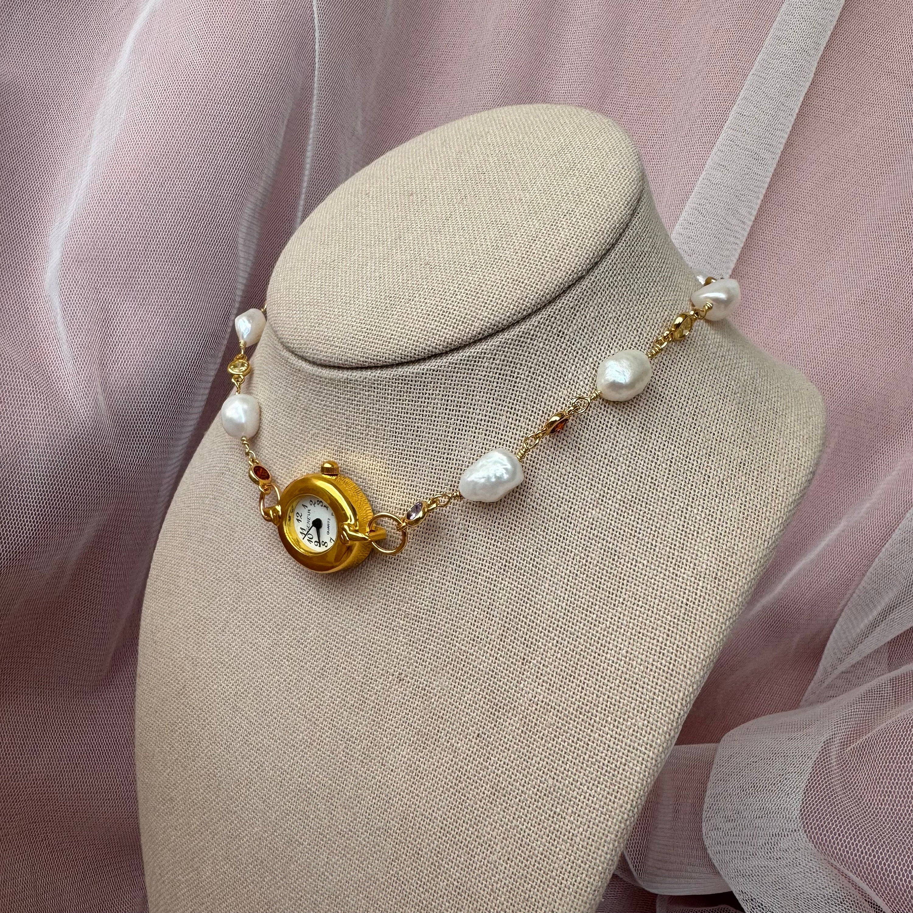 Freshwater Pearl Watch Choker Necklace