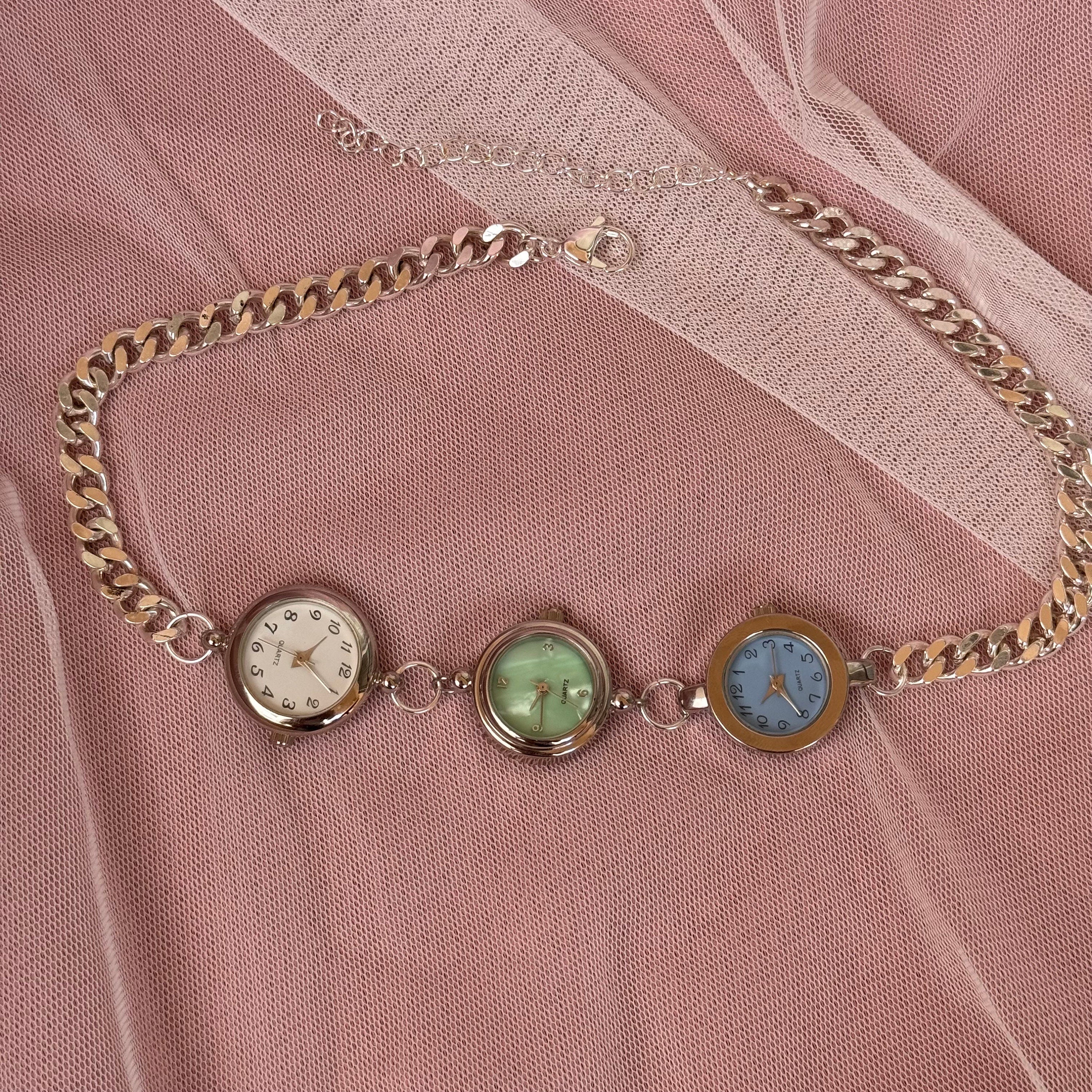 Watch Choker Necklace with Three Different Watch Faced