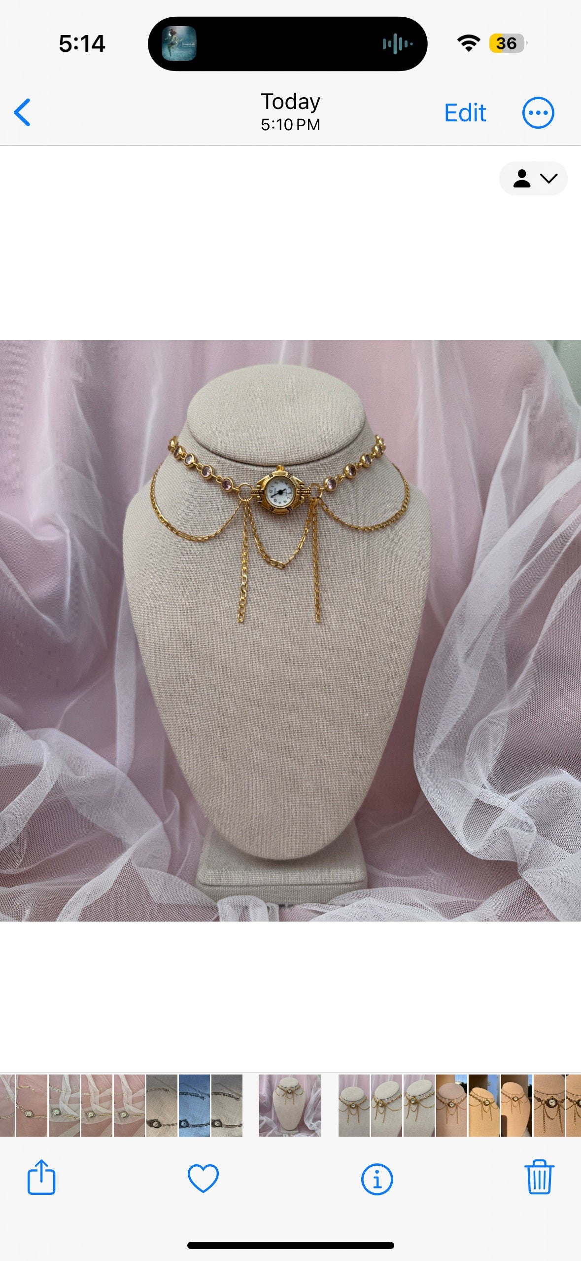 Watch Choker Necklace with Pink Rhinestones