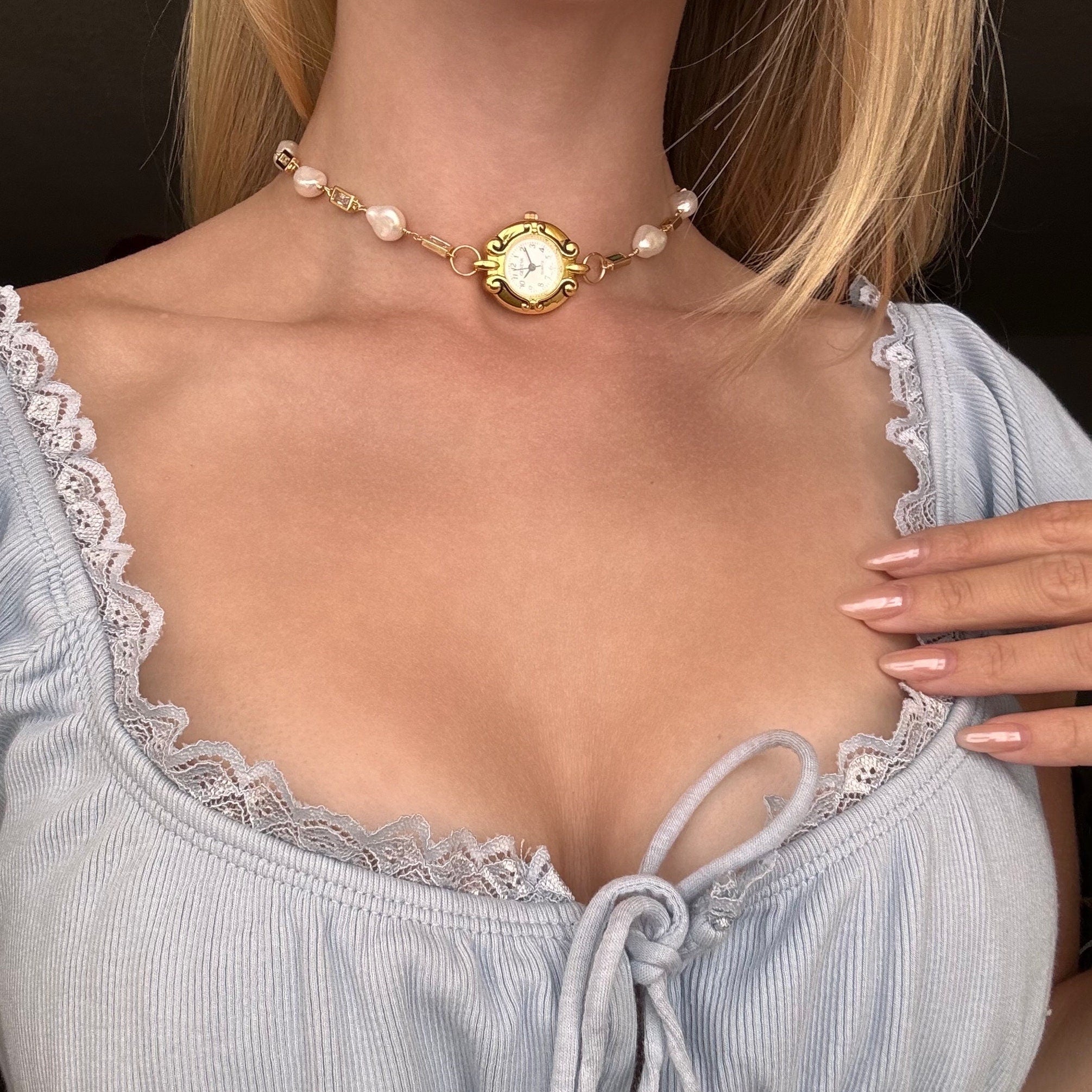 Freshwater Pearl Watch Choker Necklace