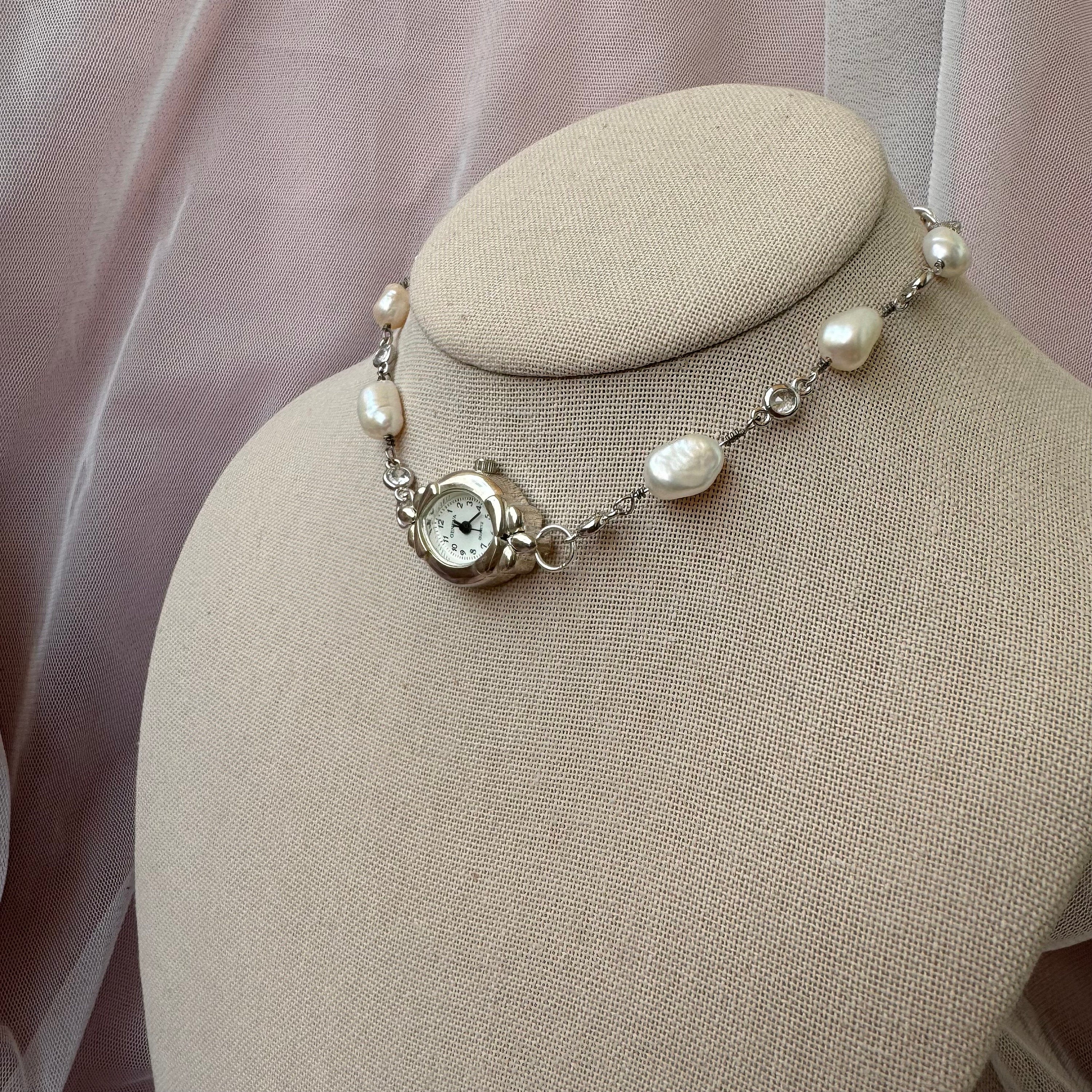 Freshwater Pearl Watch Choker Necklace