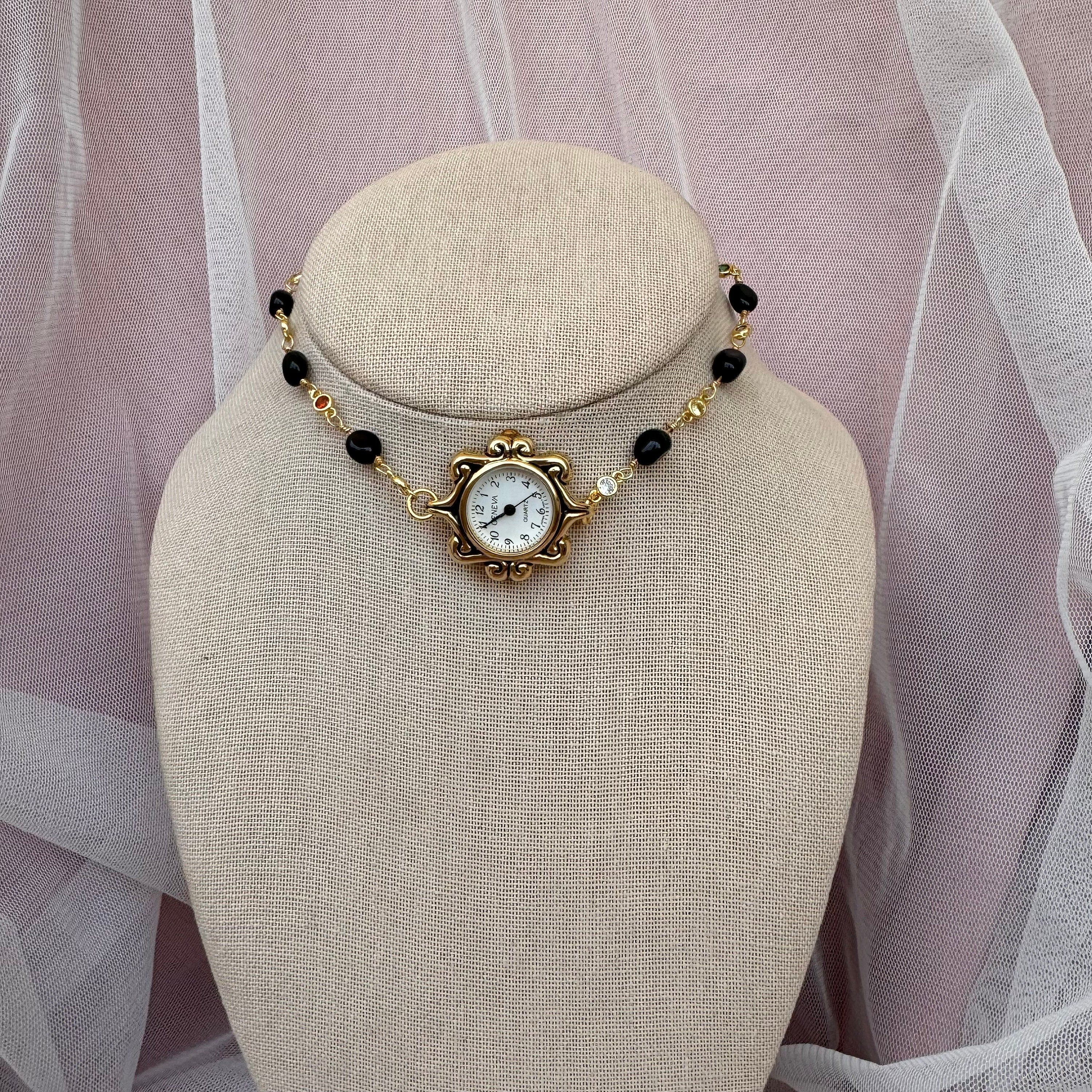 Onyx Watch Choker Necklace