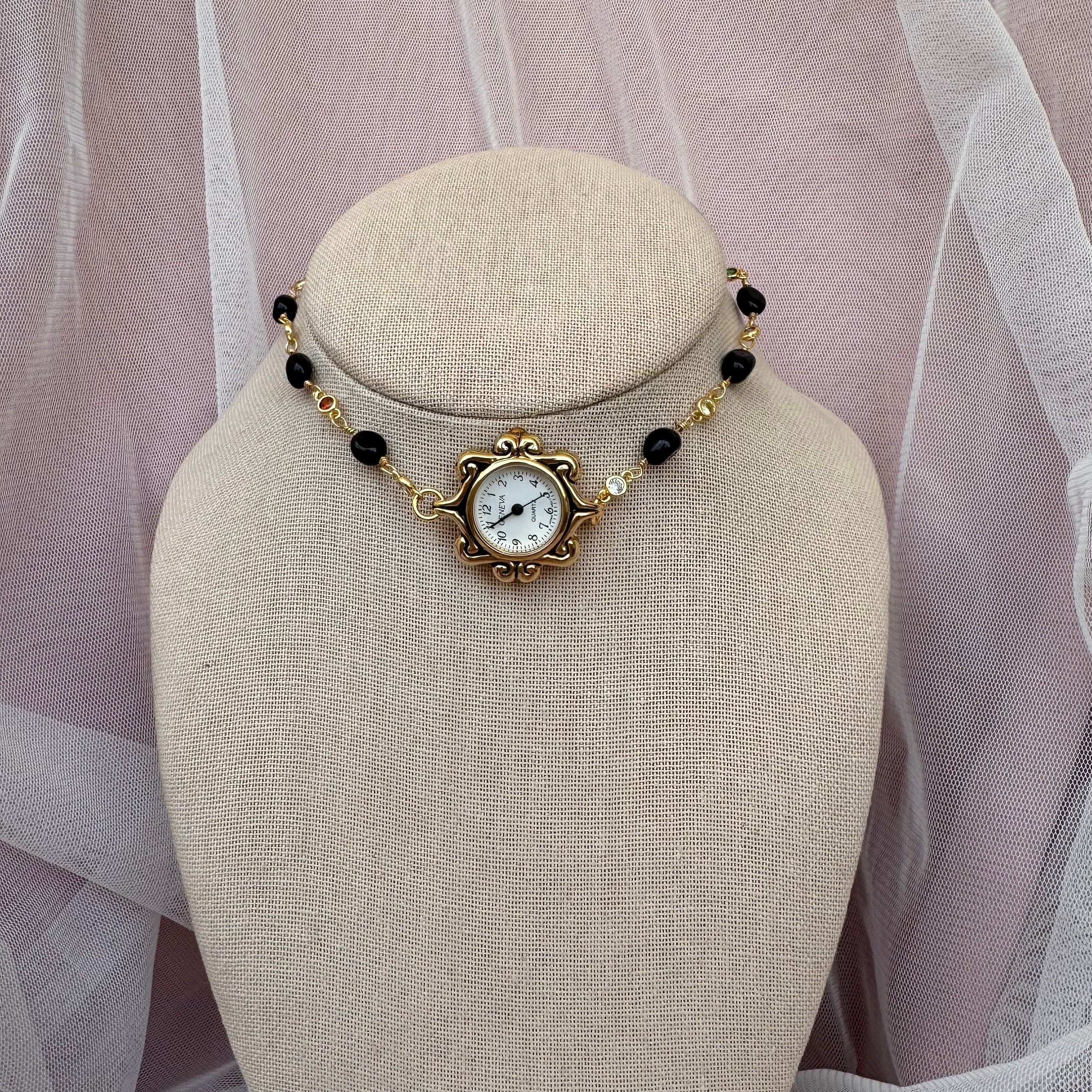 Onyx Watch Choker Necklace