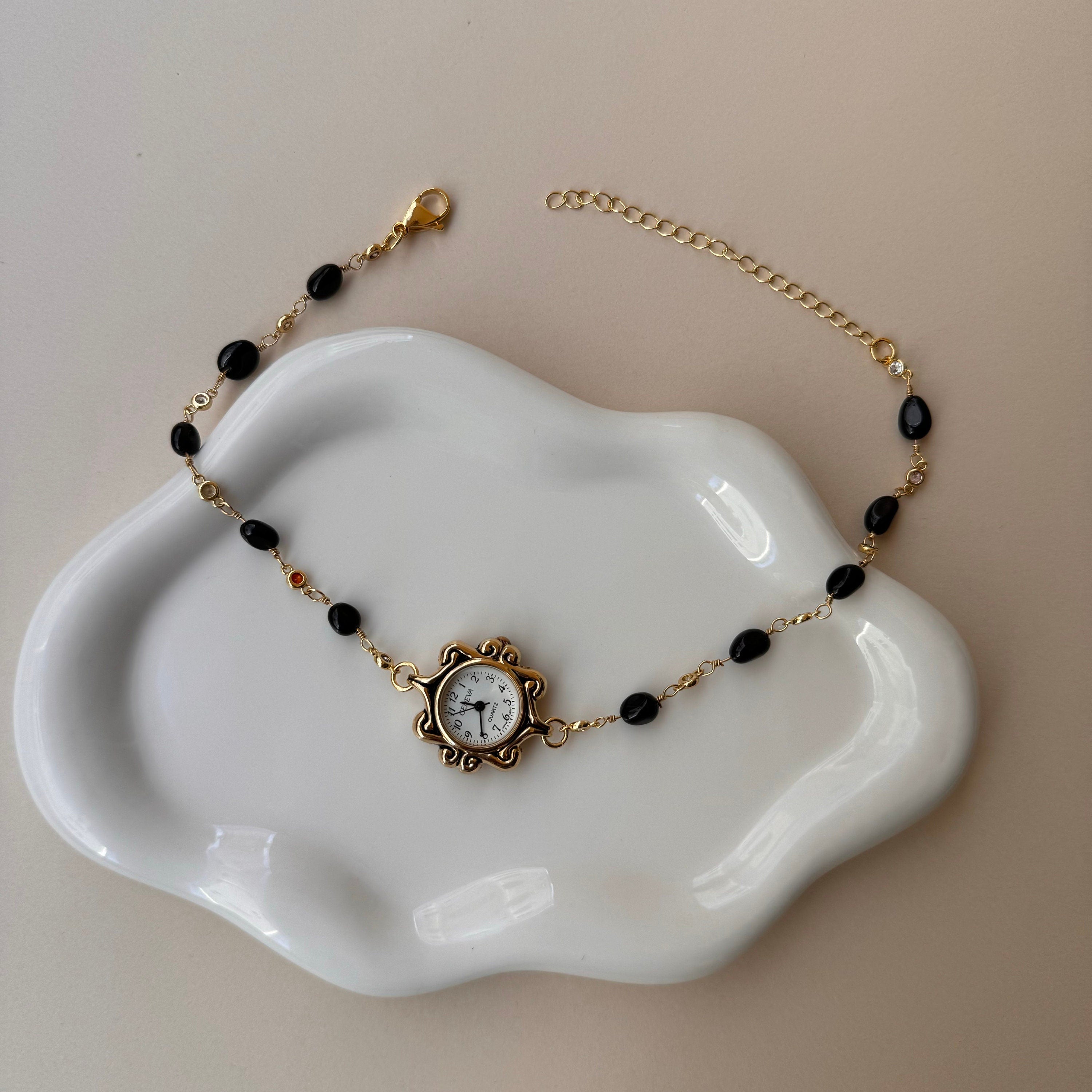 Onyx Watch Choker Necklace