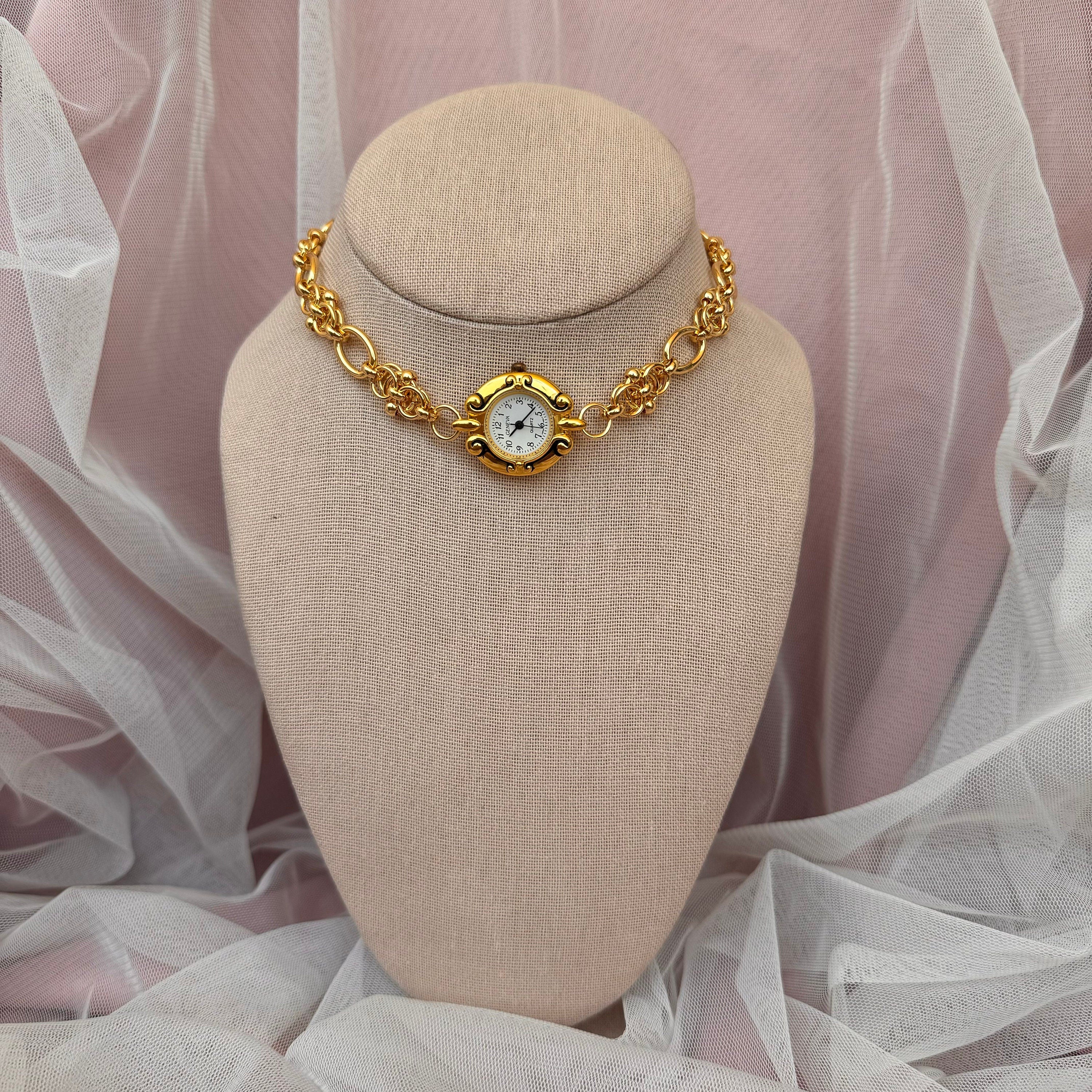 Watch Choker Necklace in Vintage Style