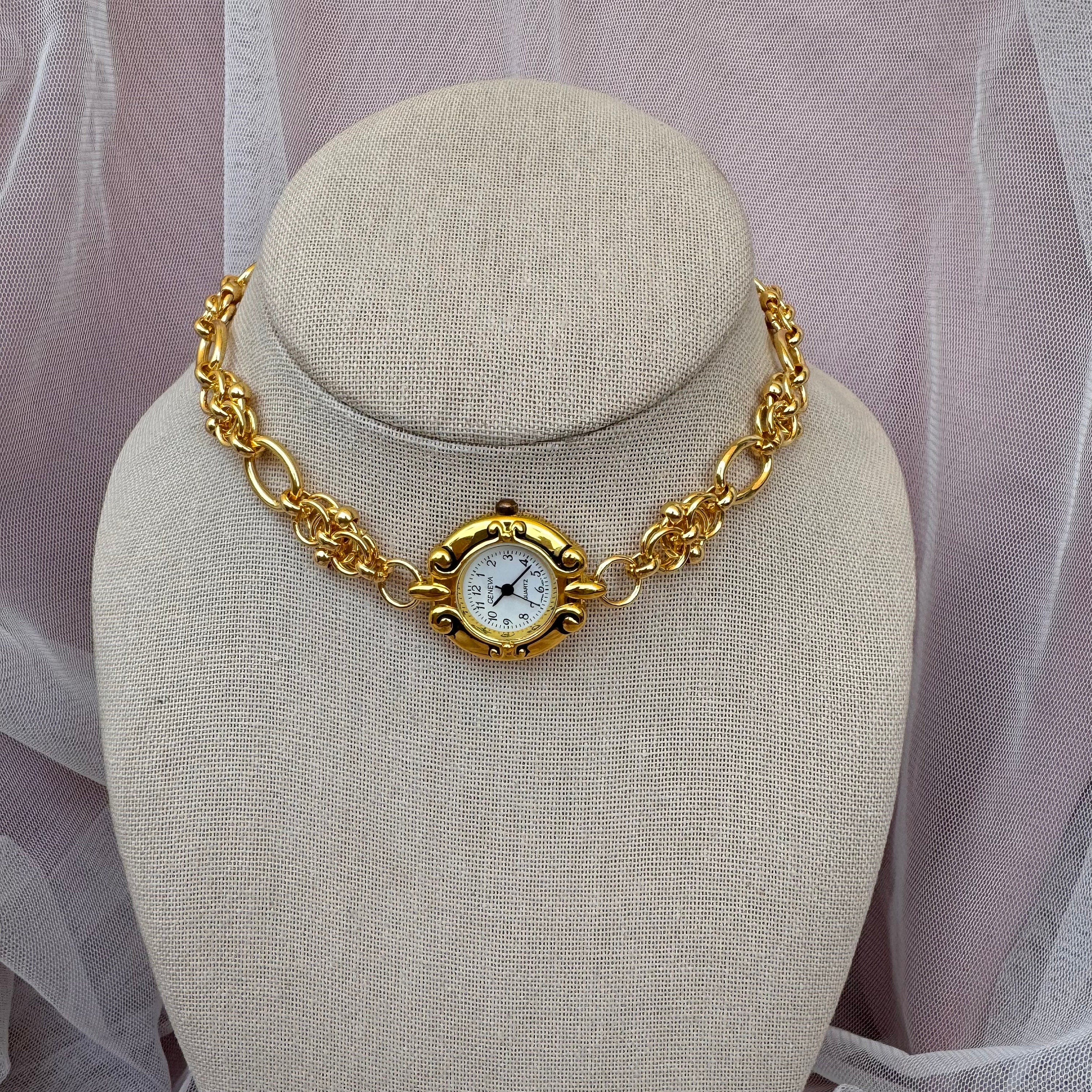 Watch Choker Necklace in Vintage Style