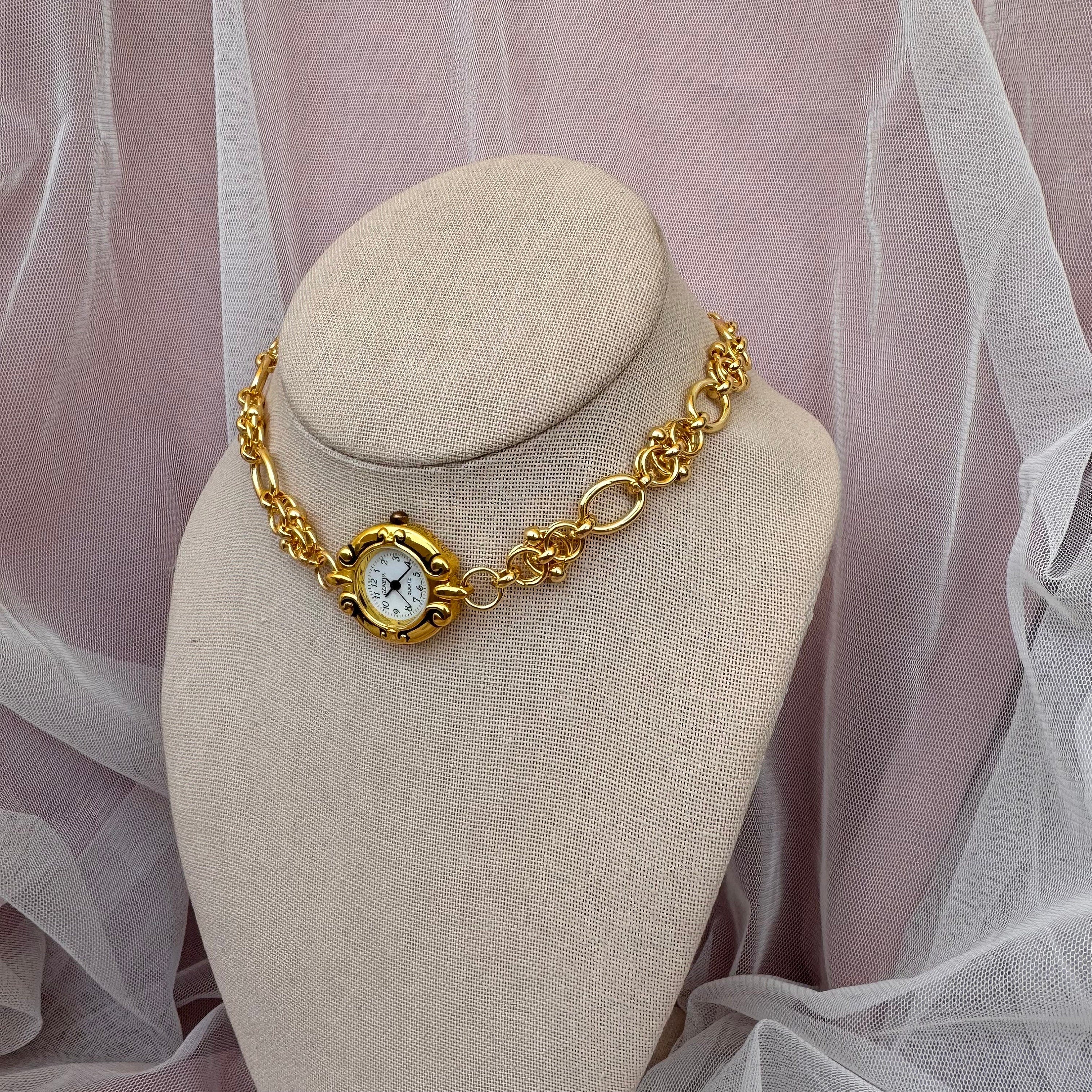 Watch Choker Necklace in Vintage Style