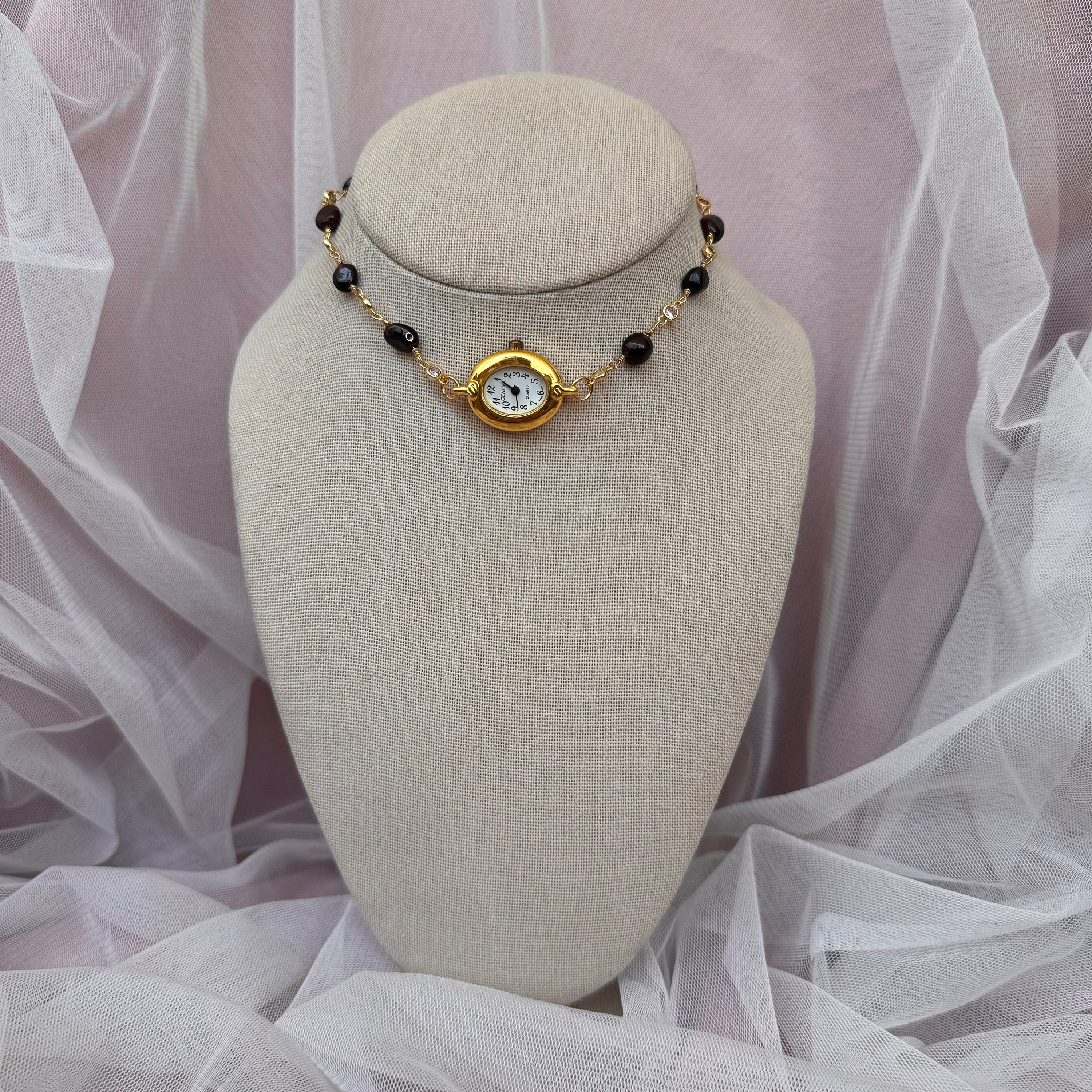 Onyx Watch Choker Necklace