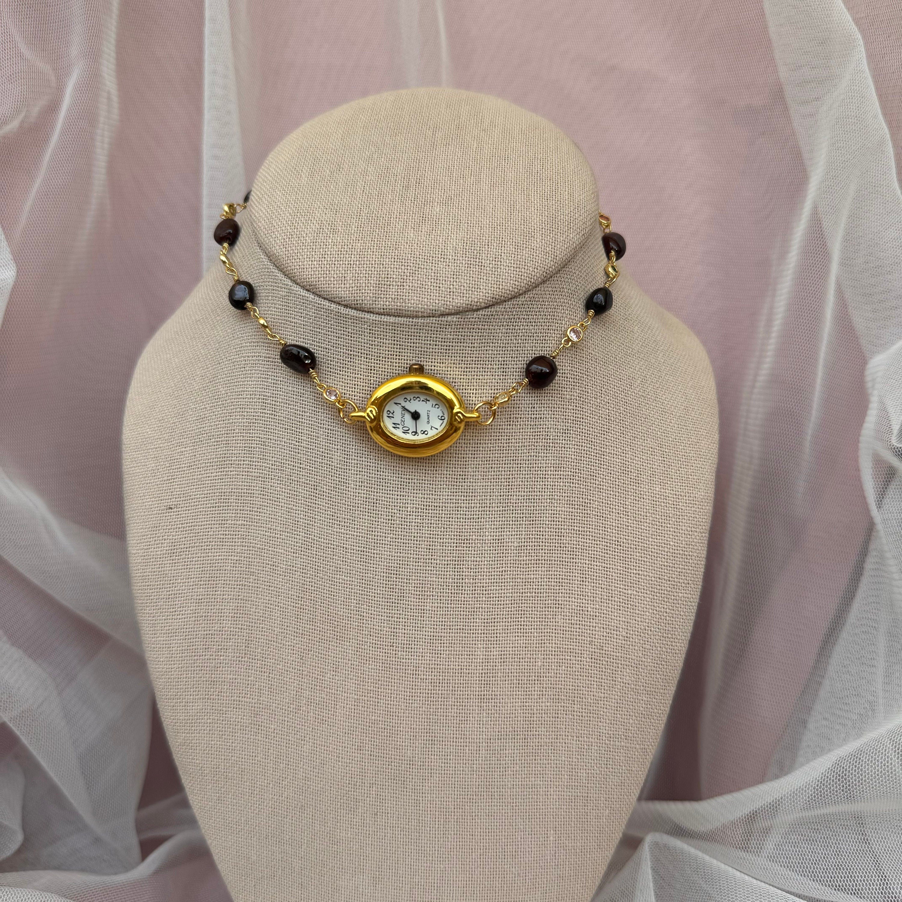 Onyx Watch Choker Necklace