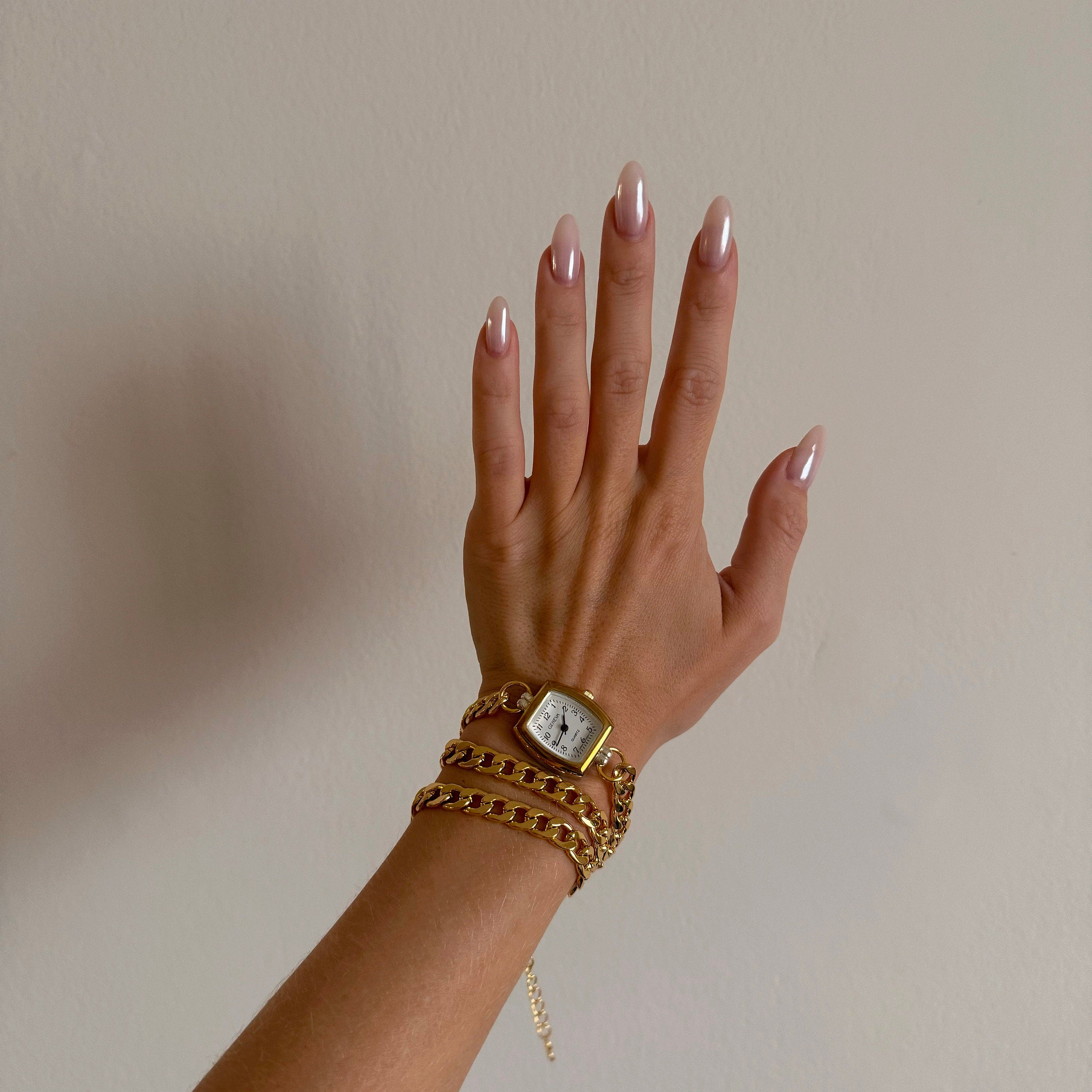 Watch Bracelet with Double Gold Chain