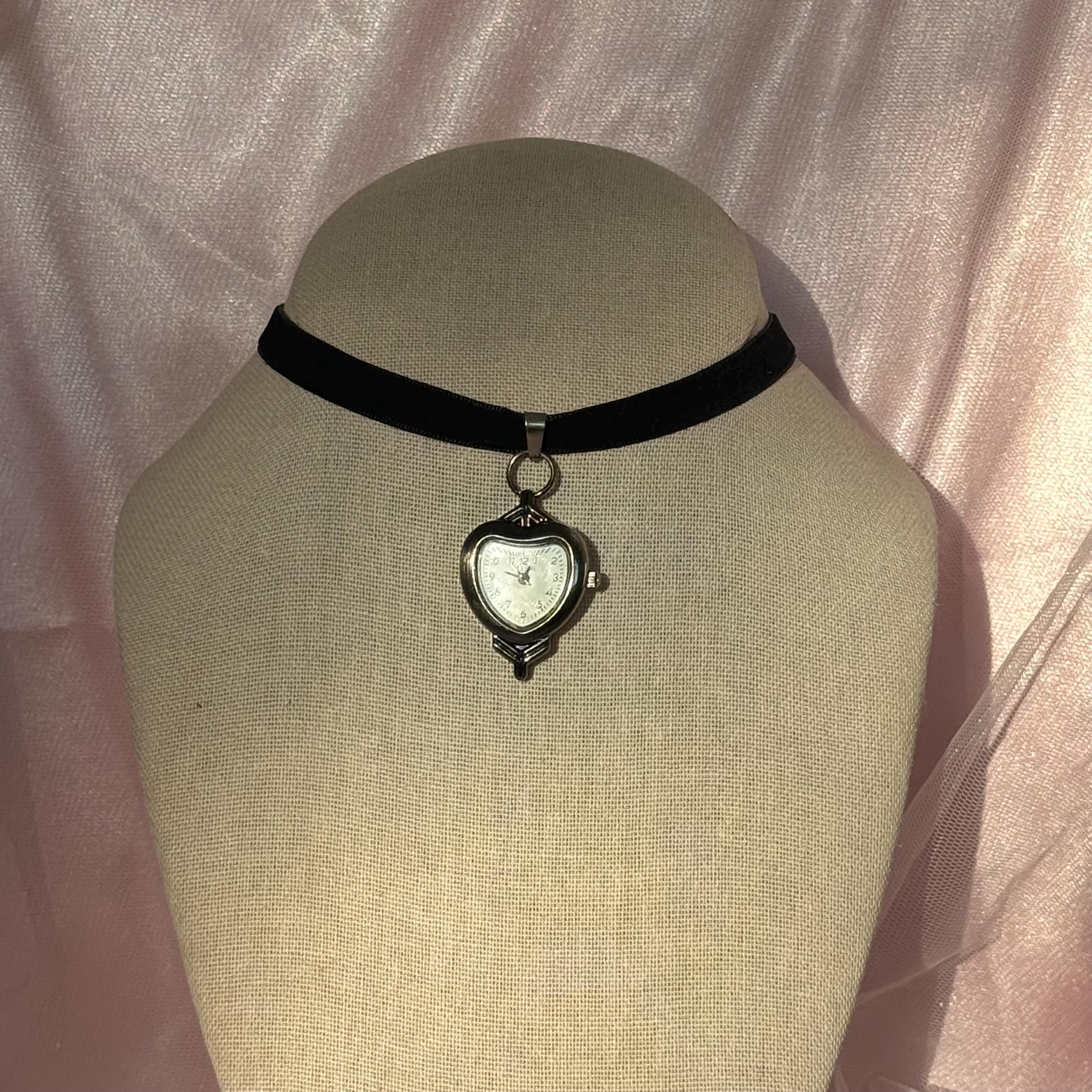 Heart Watch Black Velvet Choker