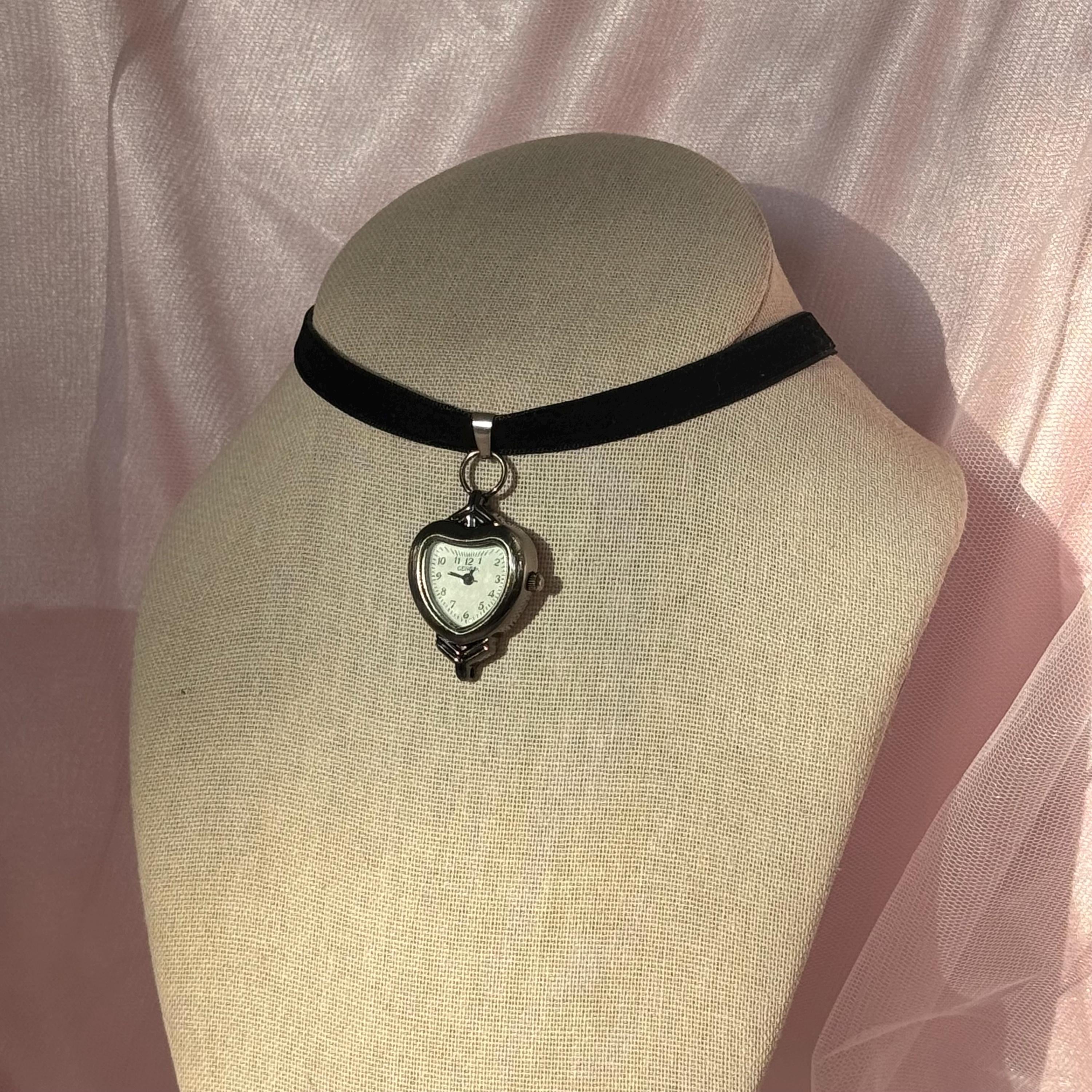 Heart Watch Black Velvet Choker