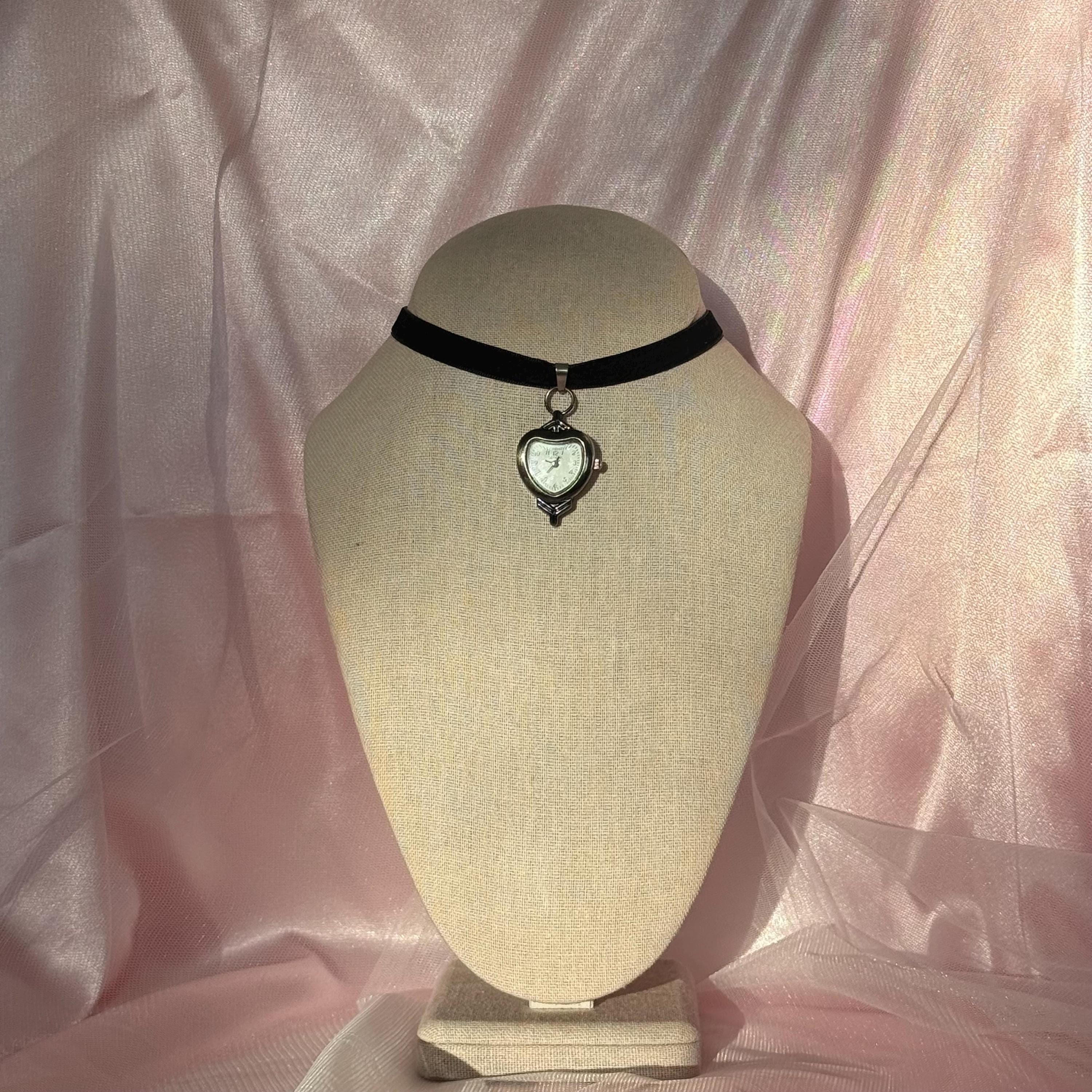 Heart Watch Black Velvet Choker