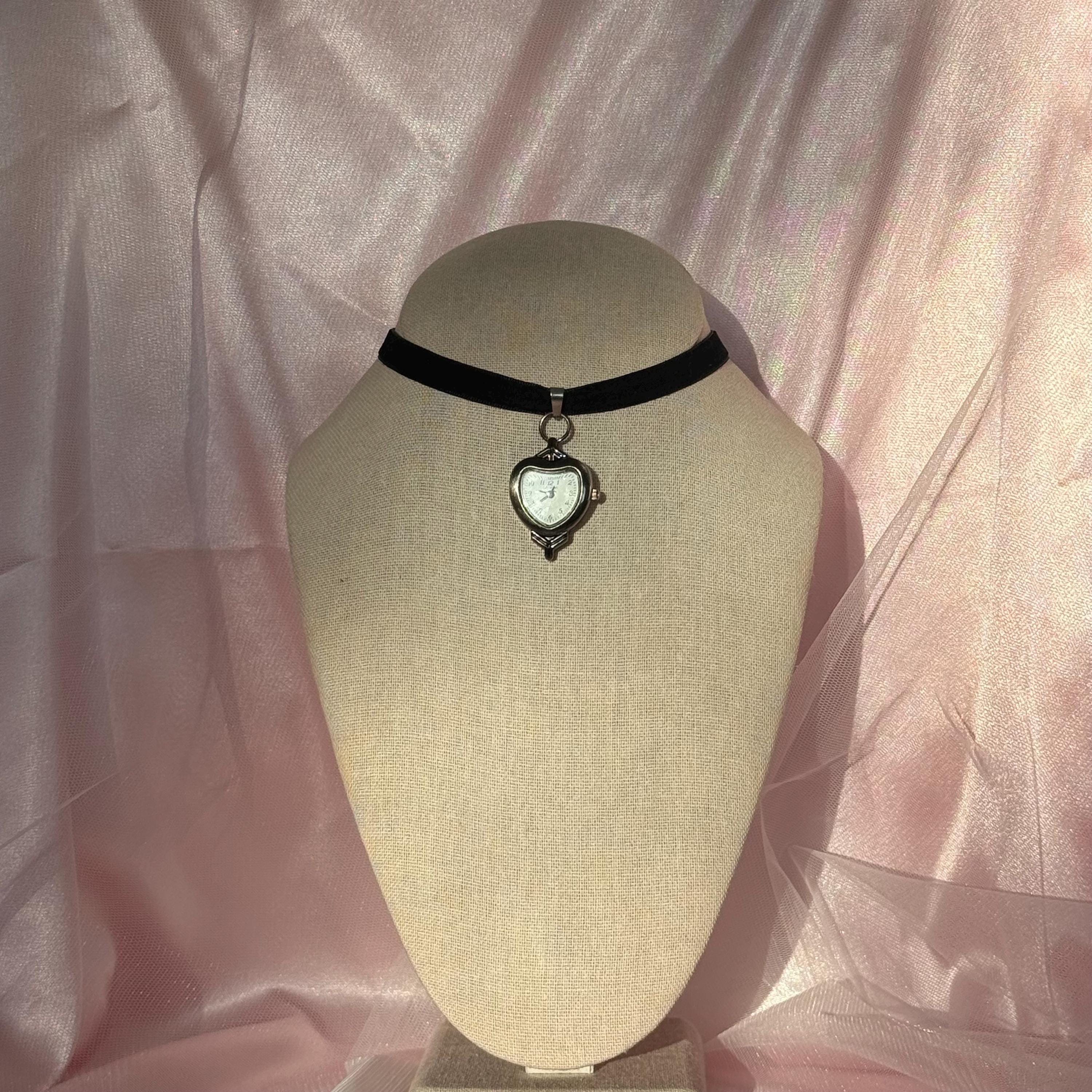 Heart Watch Black Velvet Choker