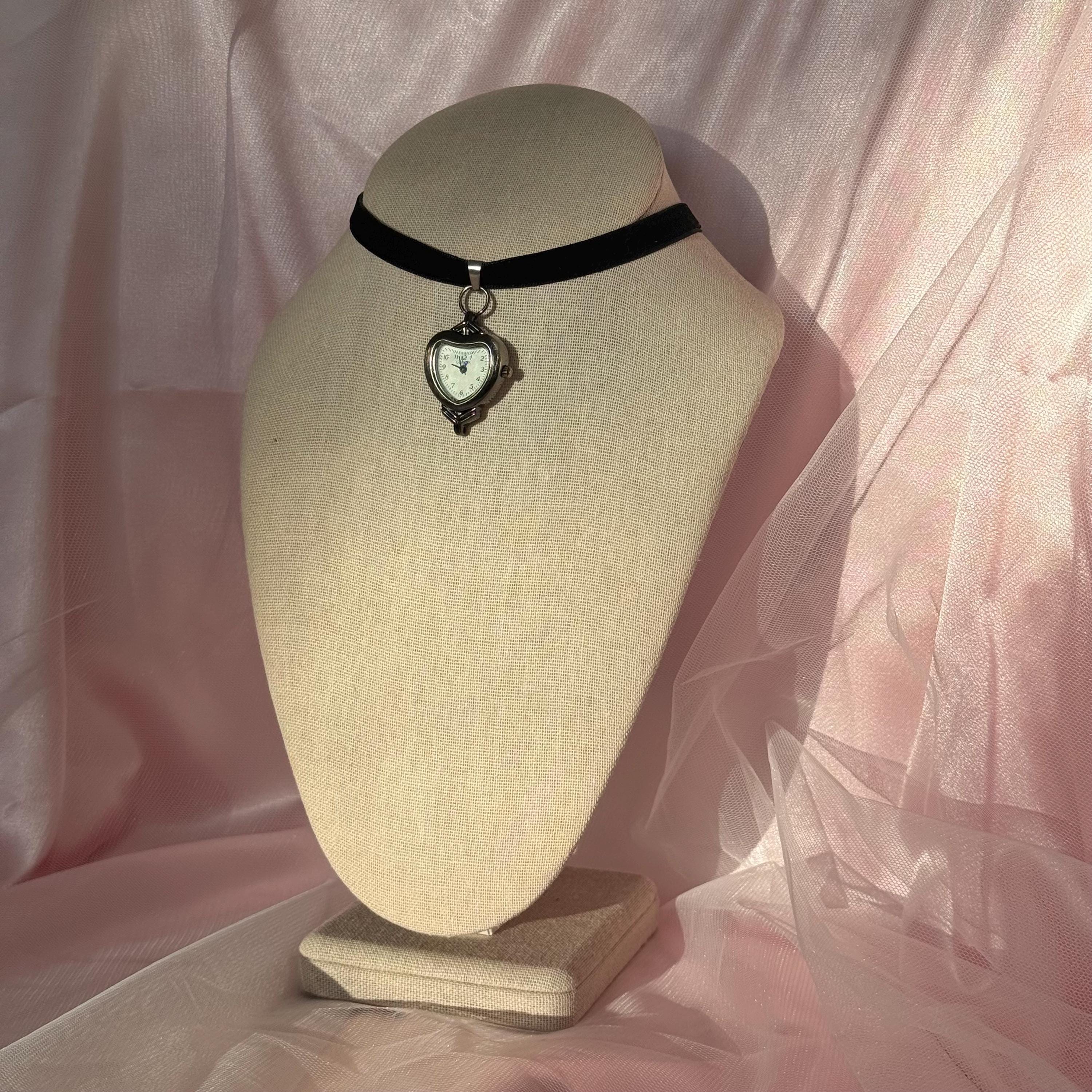 Heart Watch Black Velvet Choker