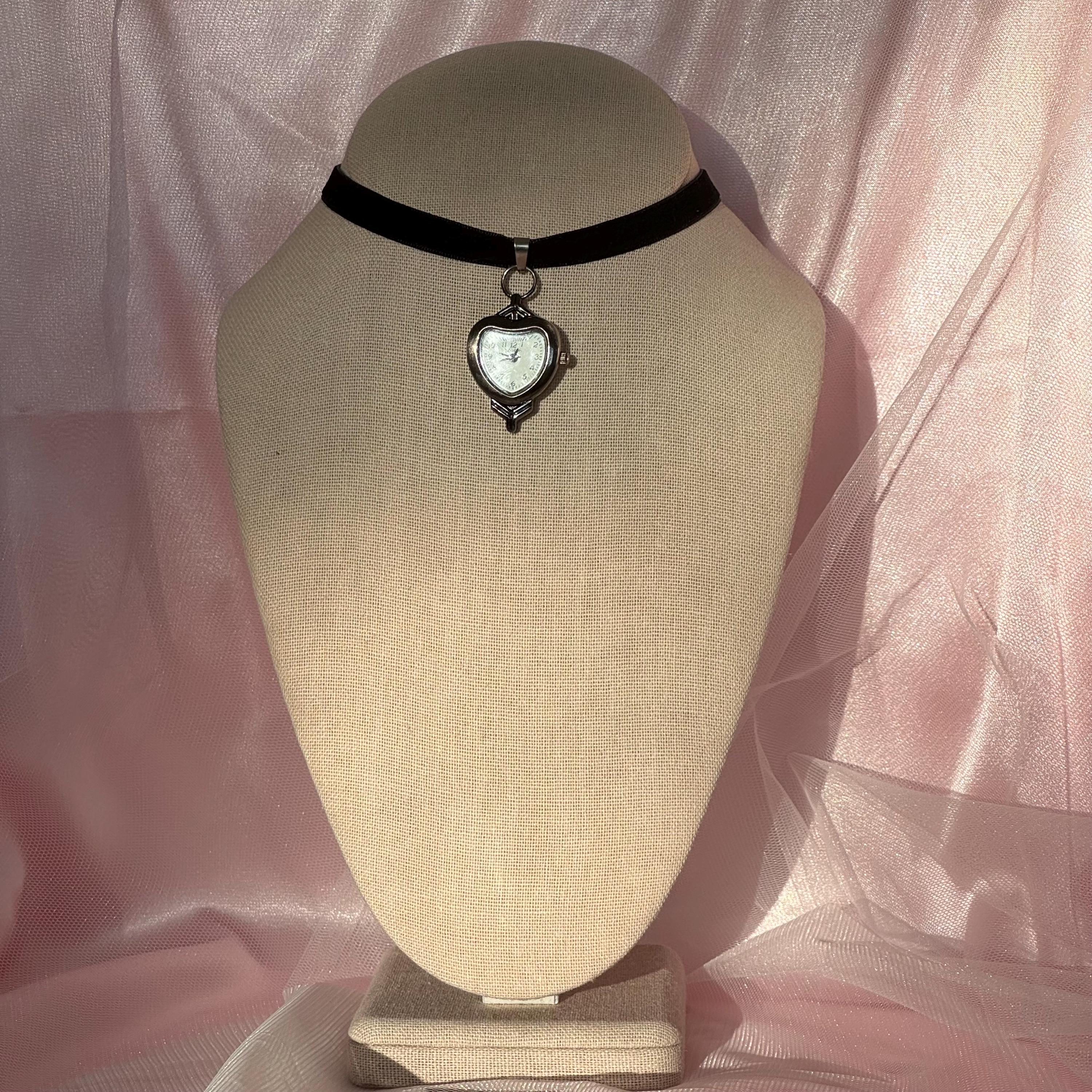 Heart Watch Black Velvet Choker