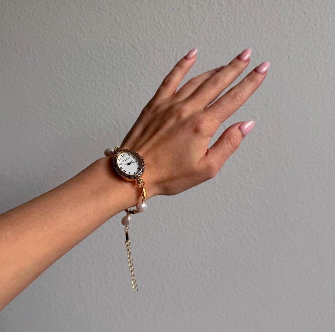 Handmade Watch Bracelet – Designer Gold Chain Choker With Working Watch – 8 Unique Styles