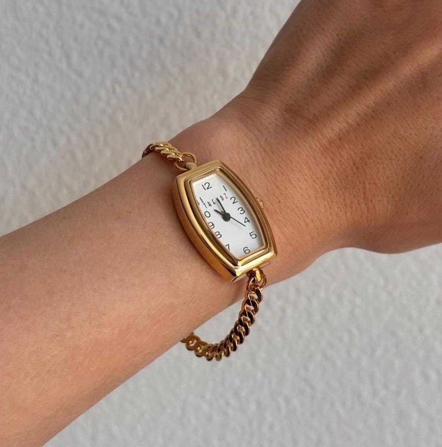 Handmade Watch Bracelet – Designer Gold Chain Choker With Working Watch – 8 Unique Styles