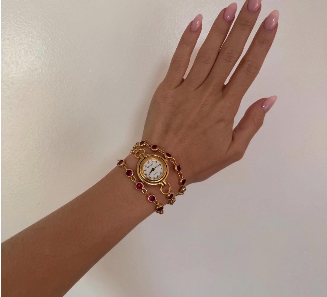 Handmade Watch Bracelet – Designer Gold Chain Choker With Working Watch – 8 Unique Styles
