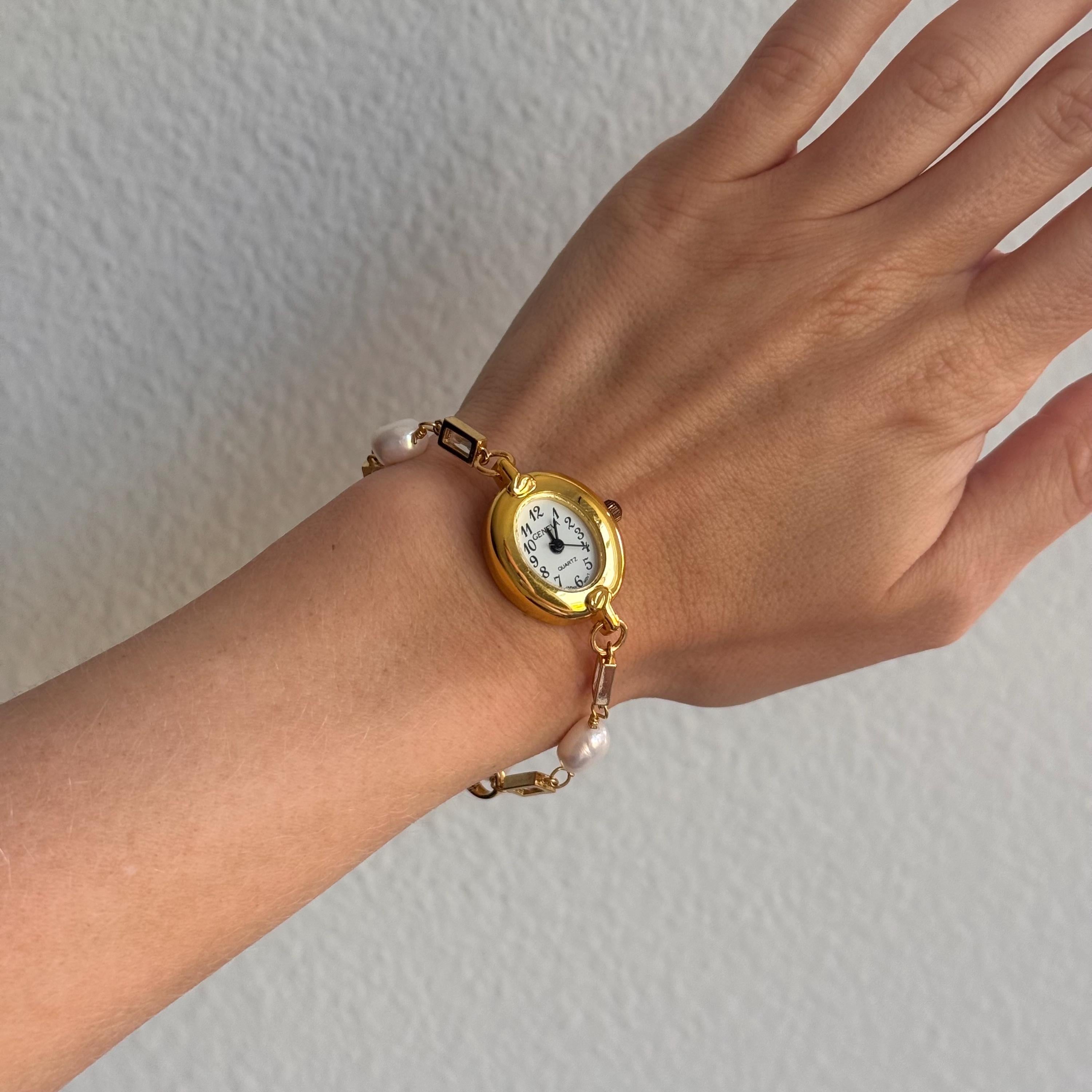 Handmade Watch Bracelet – Designer Gold Chain Choker With Working Watch – 8 Unique Styles