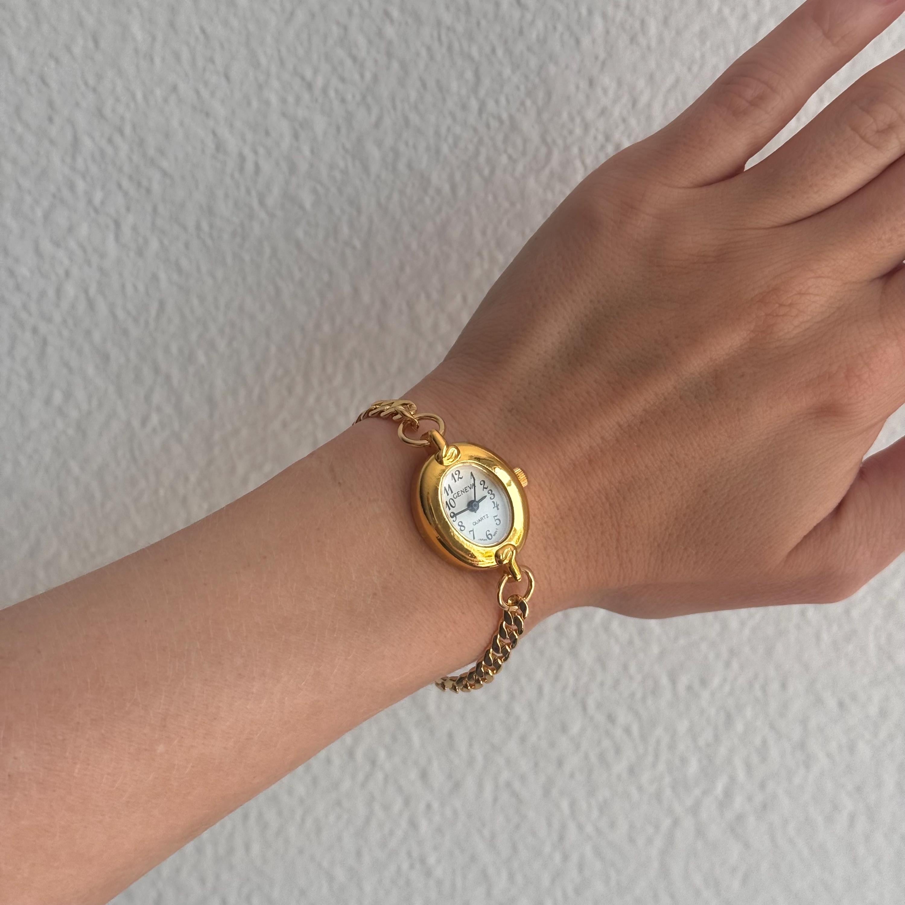 Handmade Watch Bracelet – Designer Gold Chain Choker With Working Watch – 8 Unique Styles