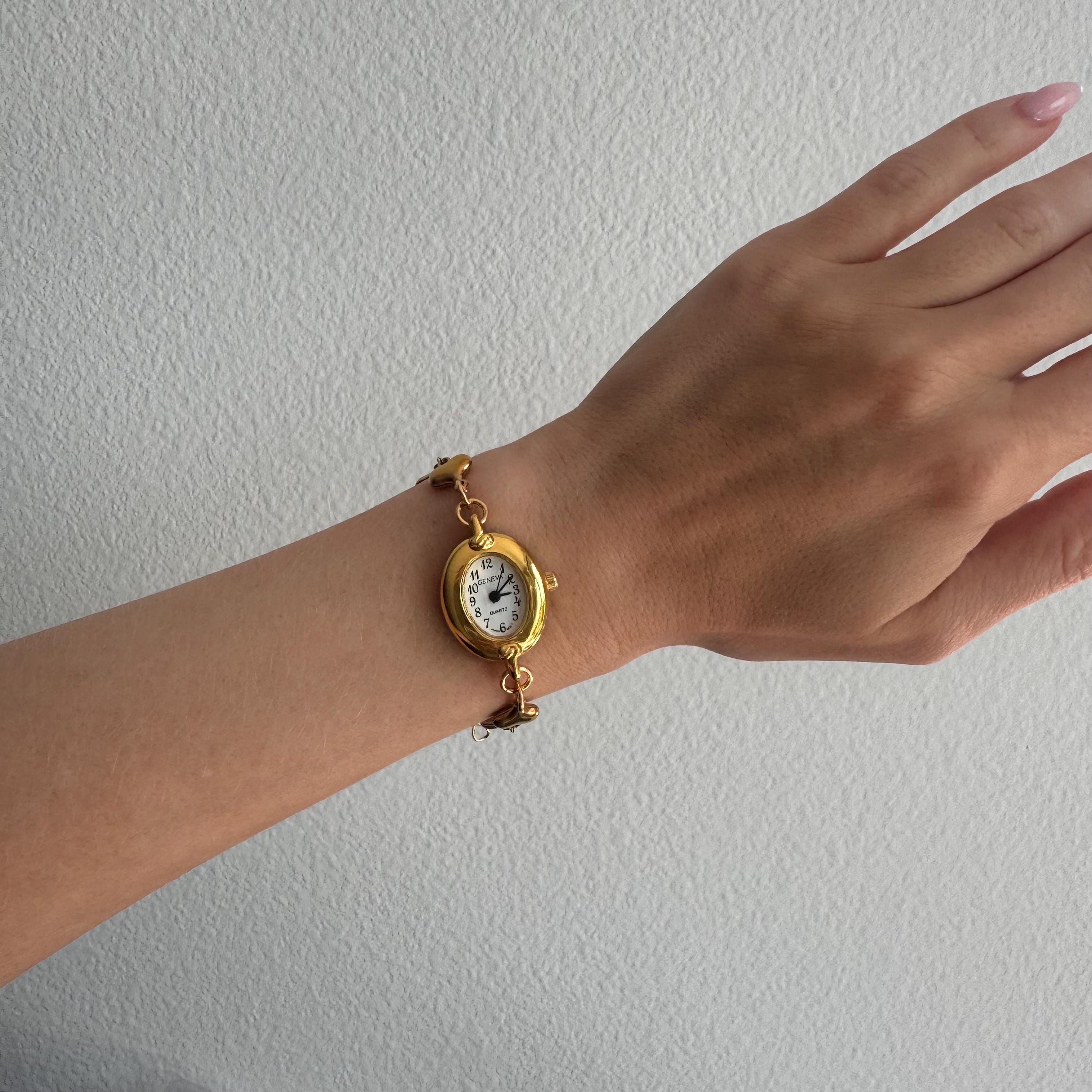 Handmade Watch Bracelet – Designer Gold Chain Choker With Working Watch – 8 Unique Styles