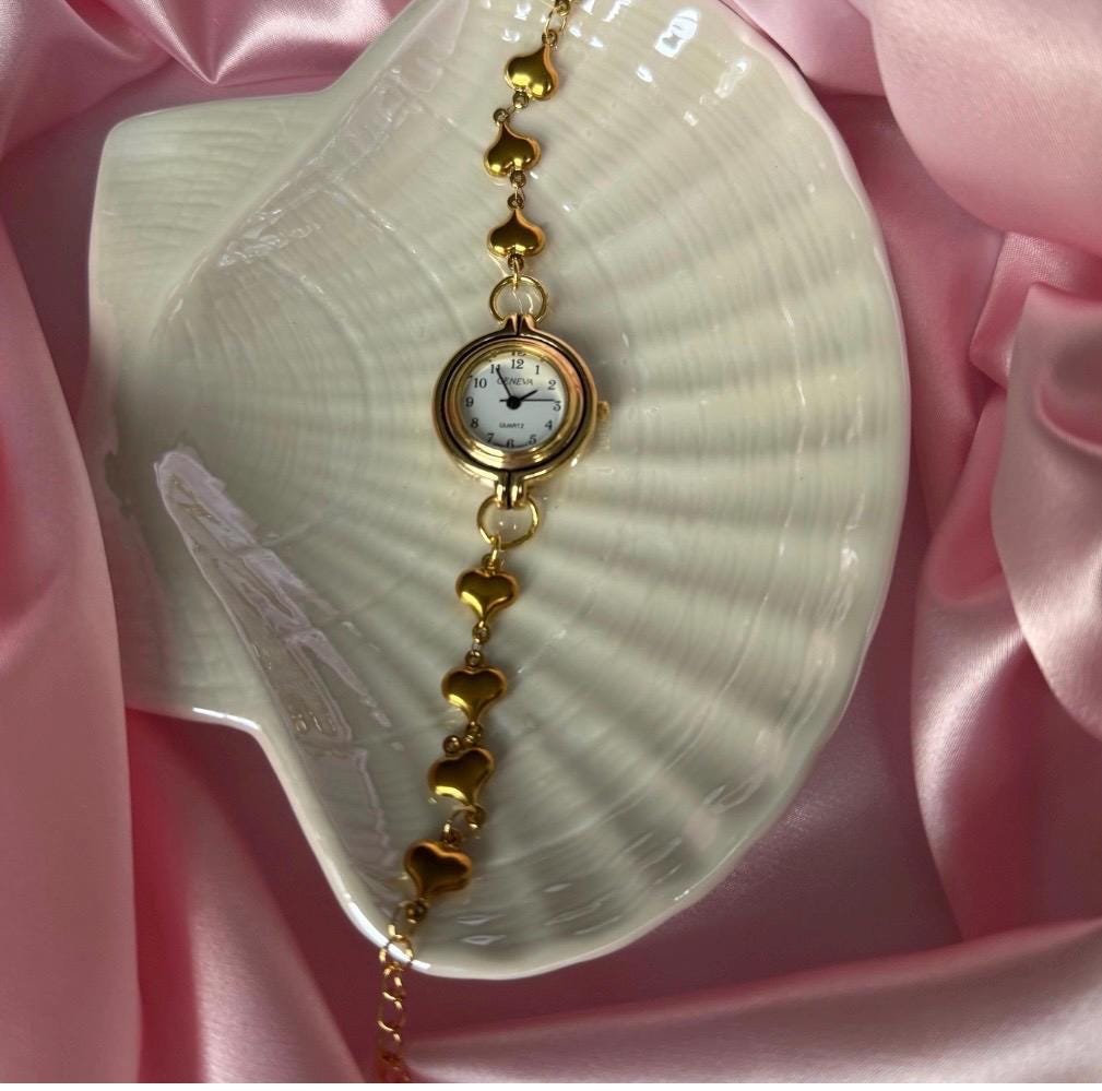 Handmade Watch Bracelet – Designer Gold Chain Choker With Working Watch – 8 Unique Styles