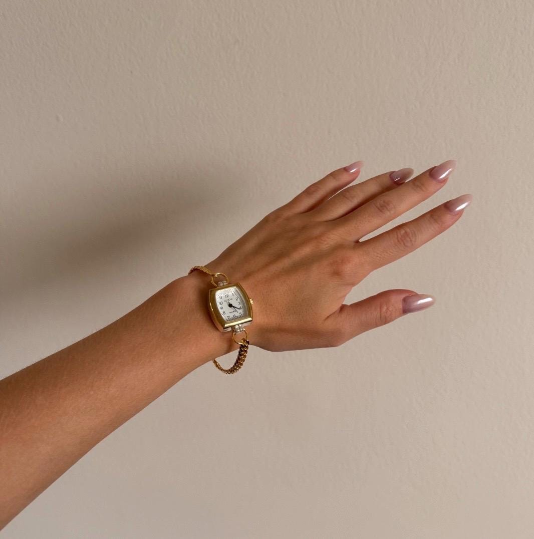 Handmade Watch Bracelet – Designer Gold Chain Choker With Working Watch – 8 Unique Styles