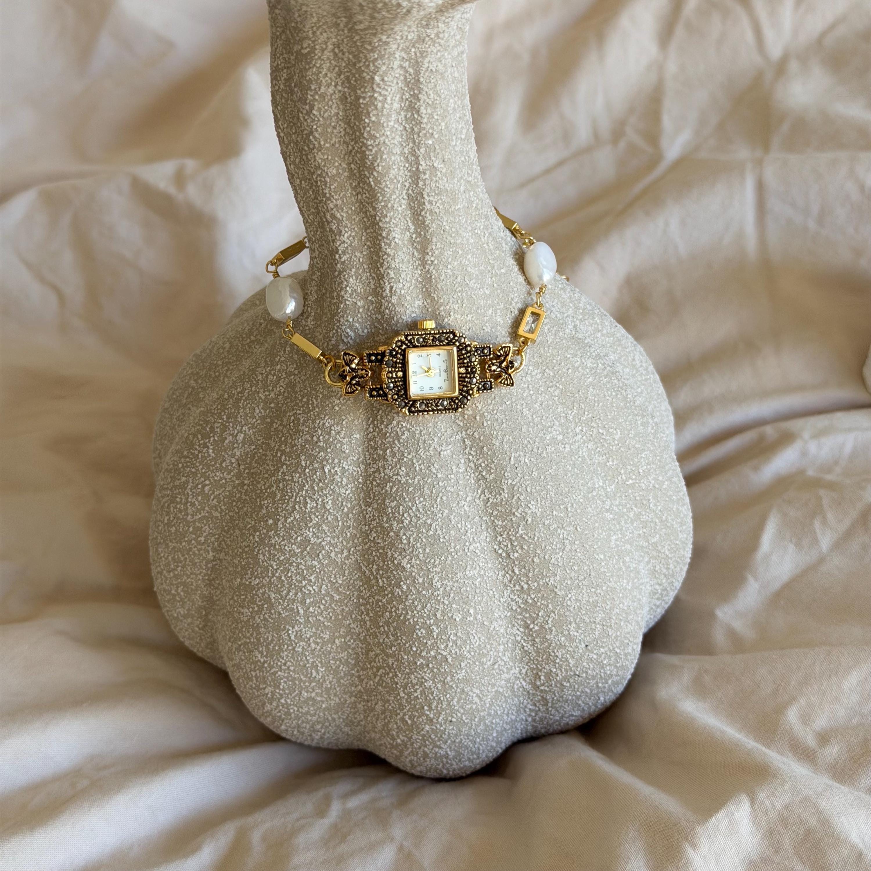 Handmade Pearl Watch Bracelet – Elegant & Unique Jewelry for Women