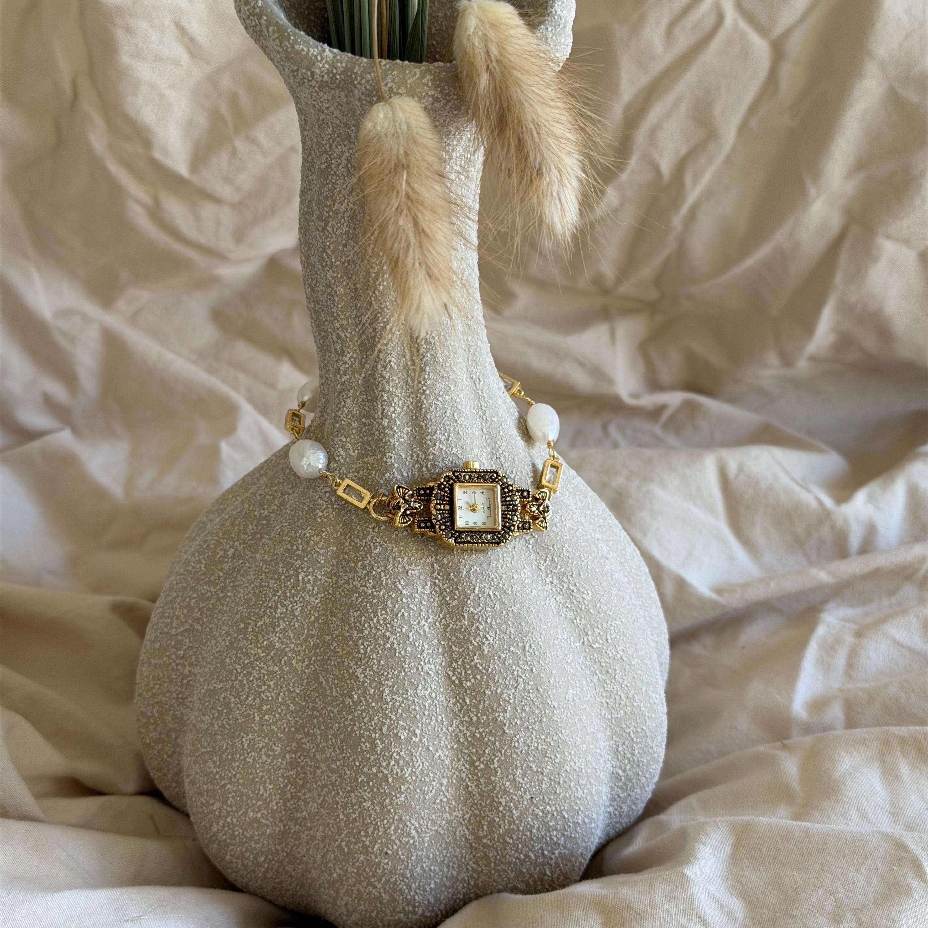 Handmade Pearl Watch Bracelet – Elegant & Unique Jewelry for Women