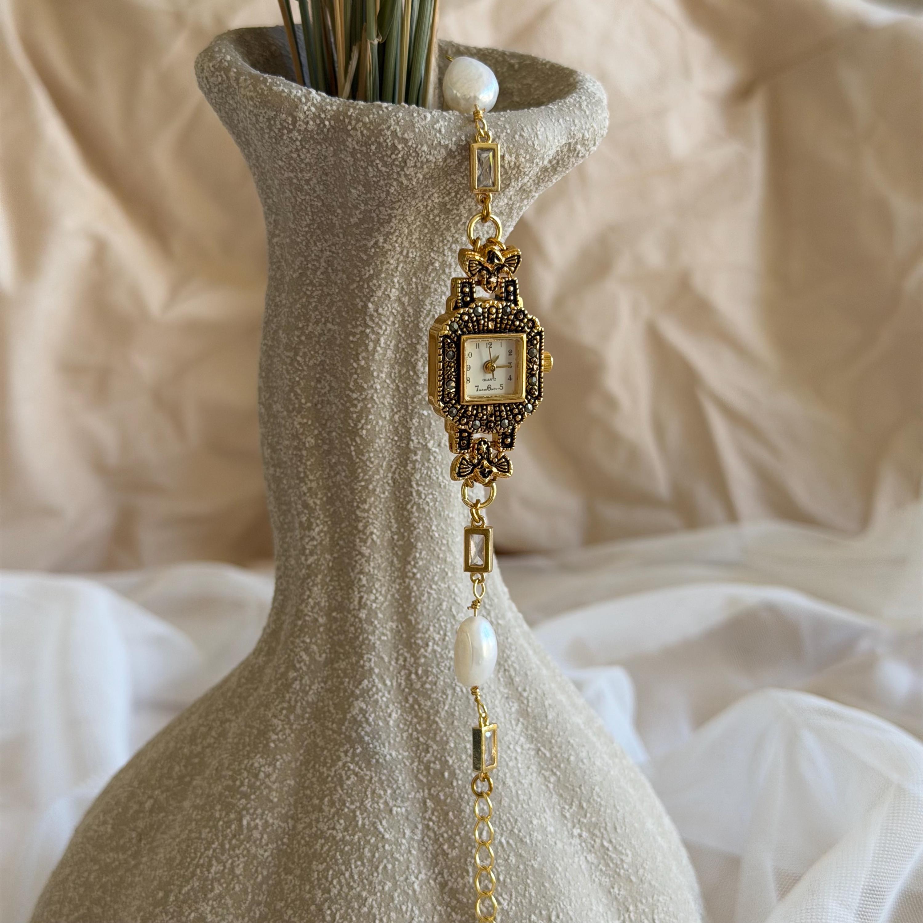 Handmade Pearl Watch Bracelet – Elegant & Unique Jewelry for Women