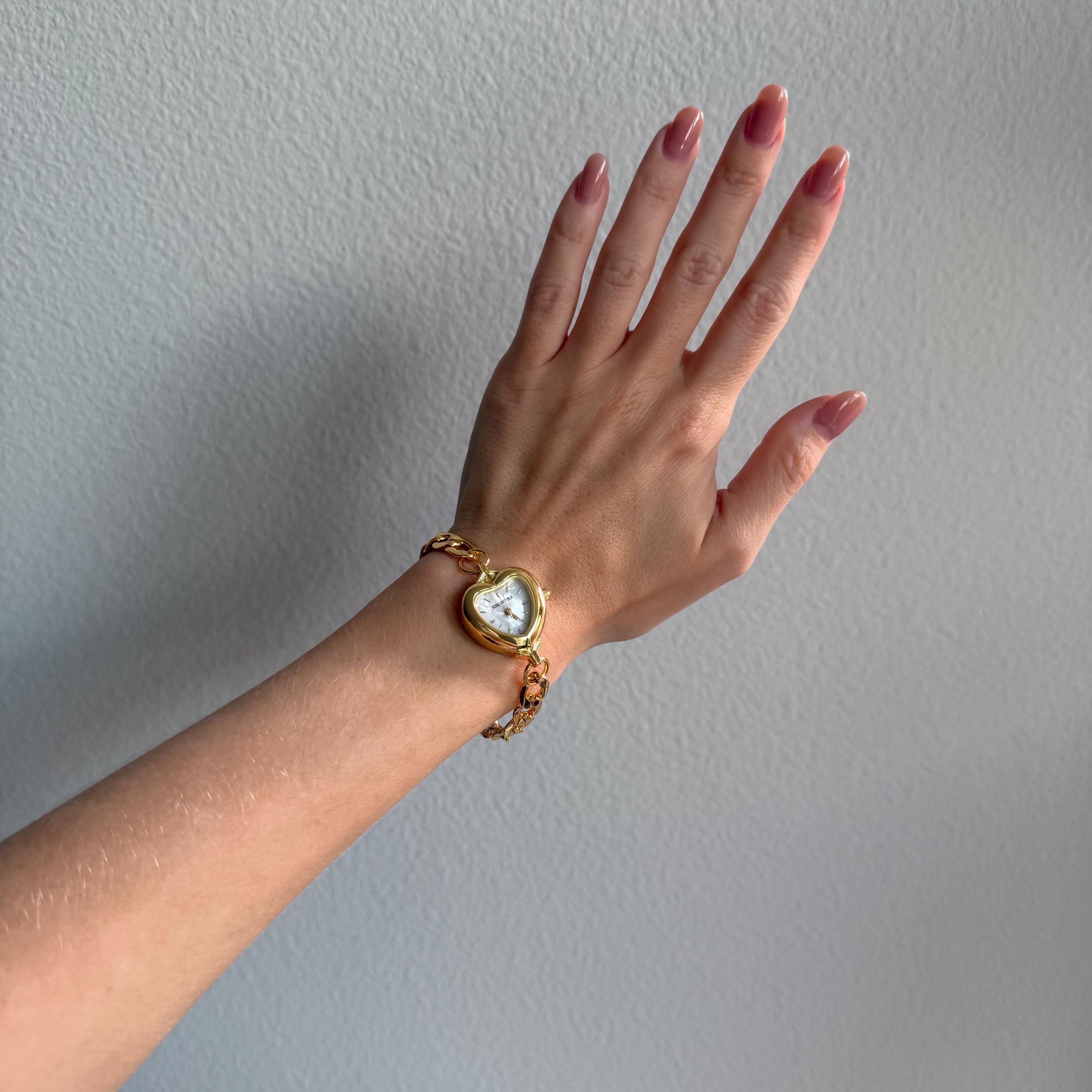 Heart Linked Watch in Gold