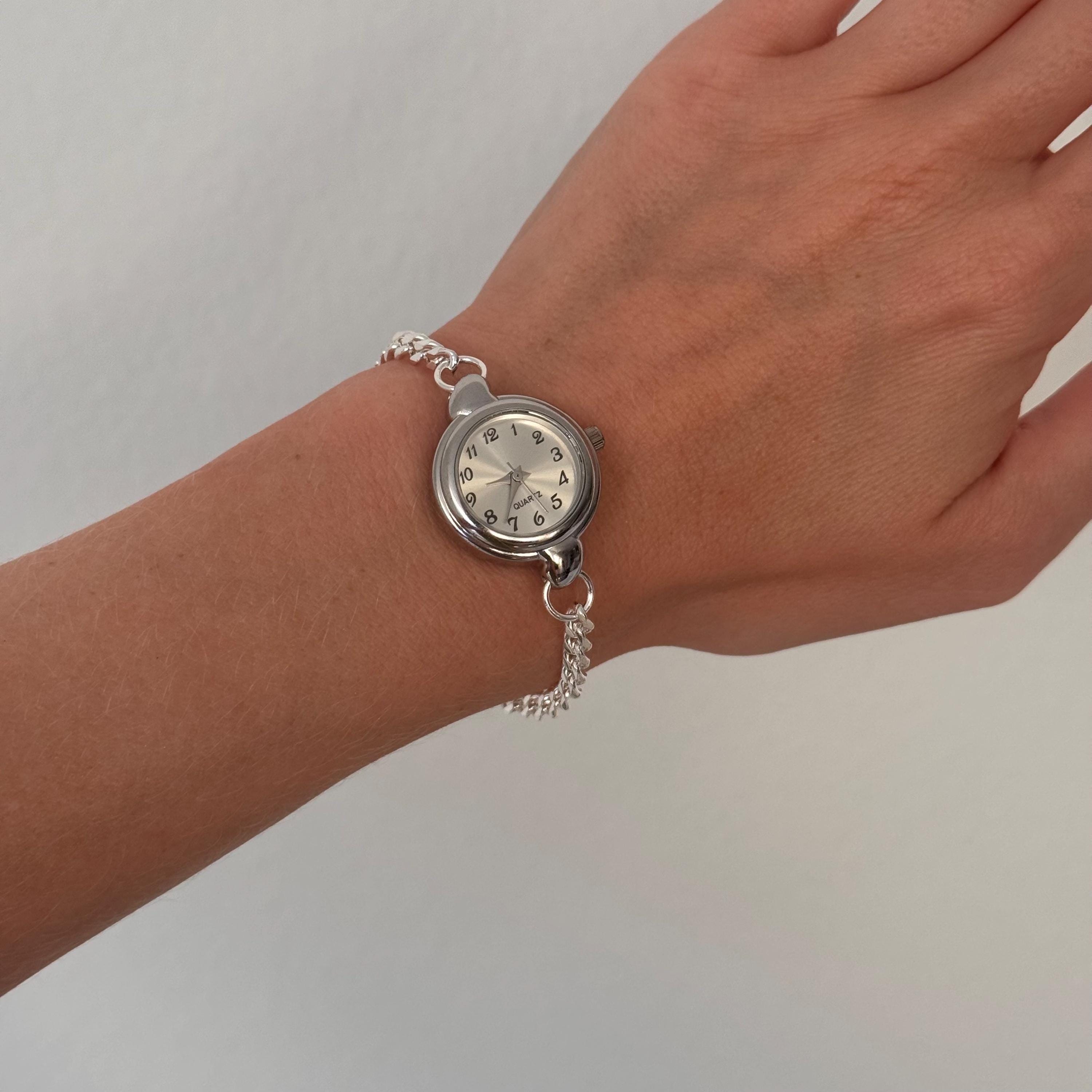Silver Chain Watch Bracelet • Vintage Style Stainless Steel Women's Watch
