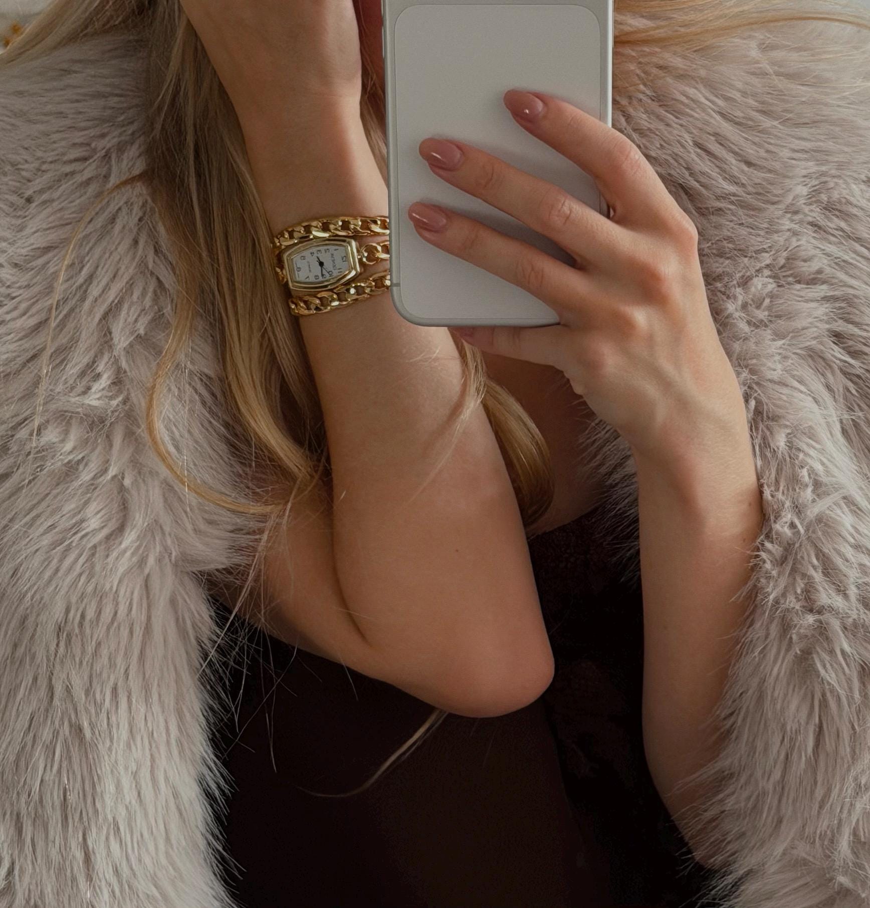 Gold Chain Wrap Watch Bracelet • 18K Gold Plated, Vintage Style