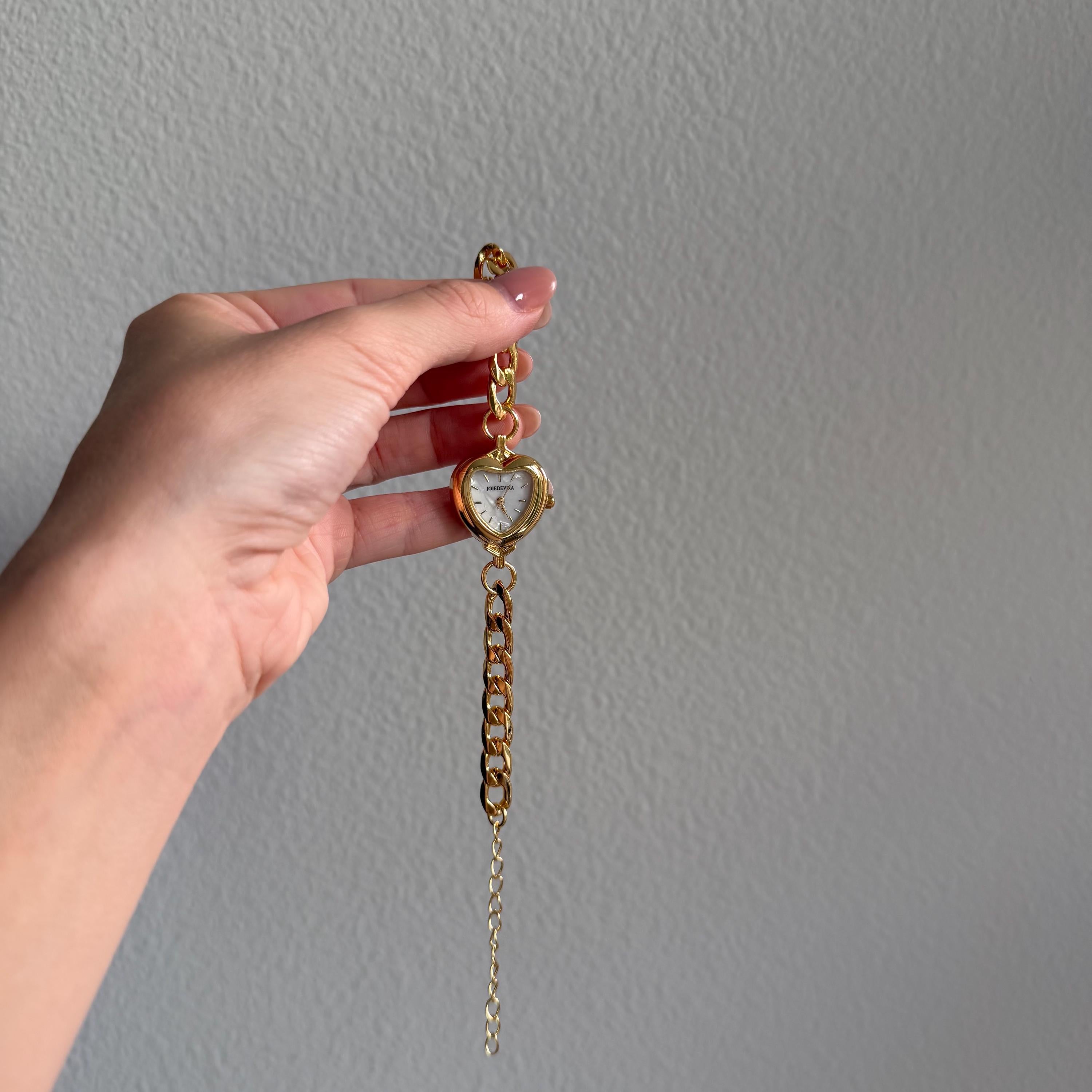 Heart Linked Watch in Gold