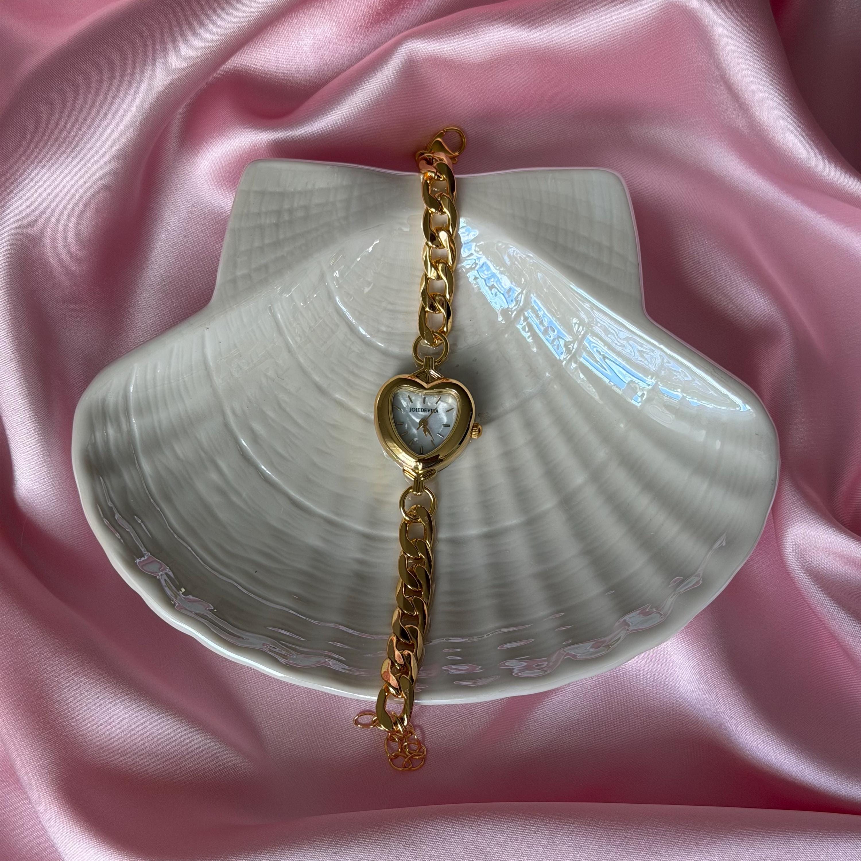 Heart Linked Watch in Gold
