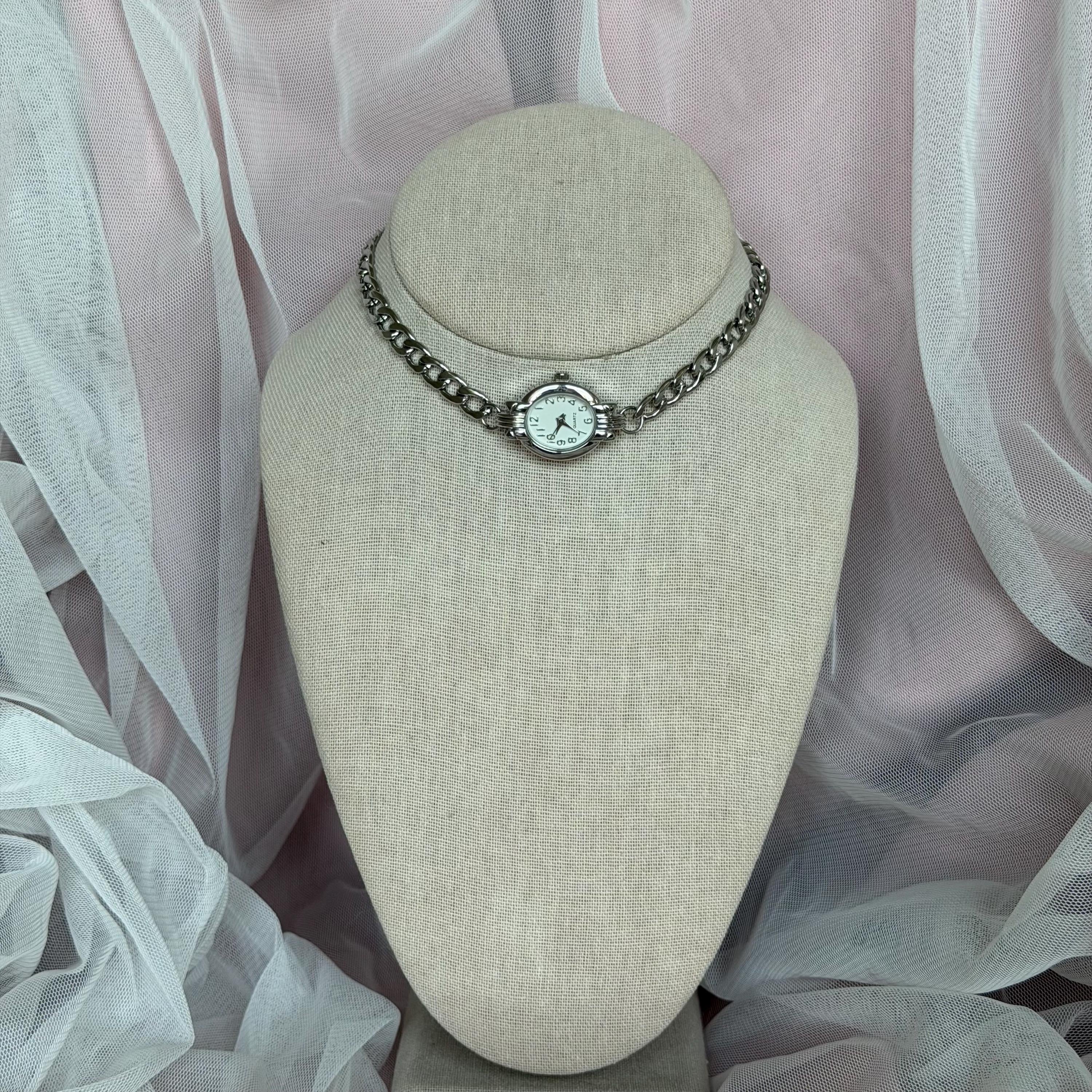 Watch Choker Oval Face Necklace