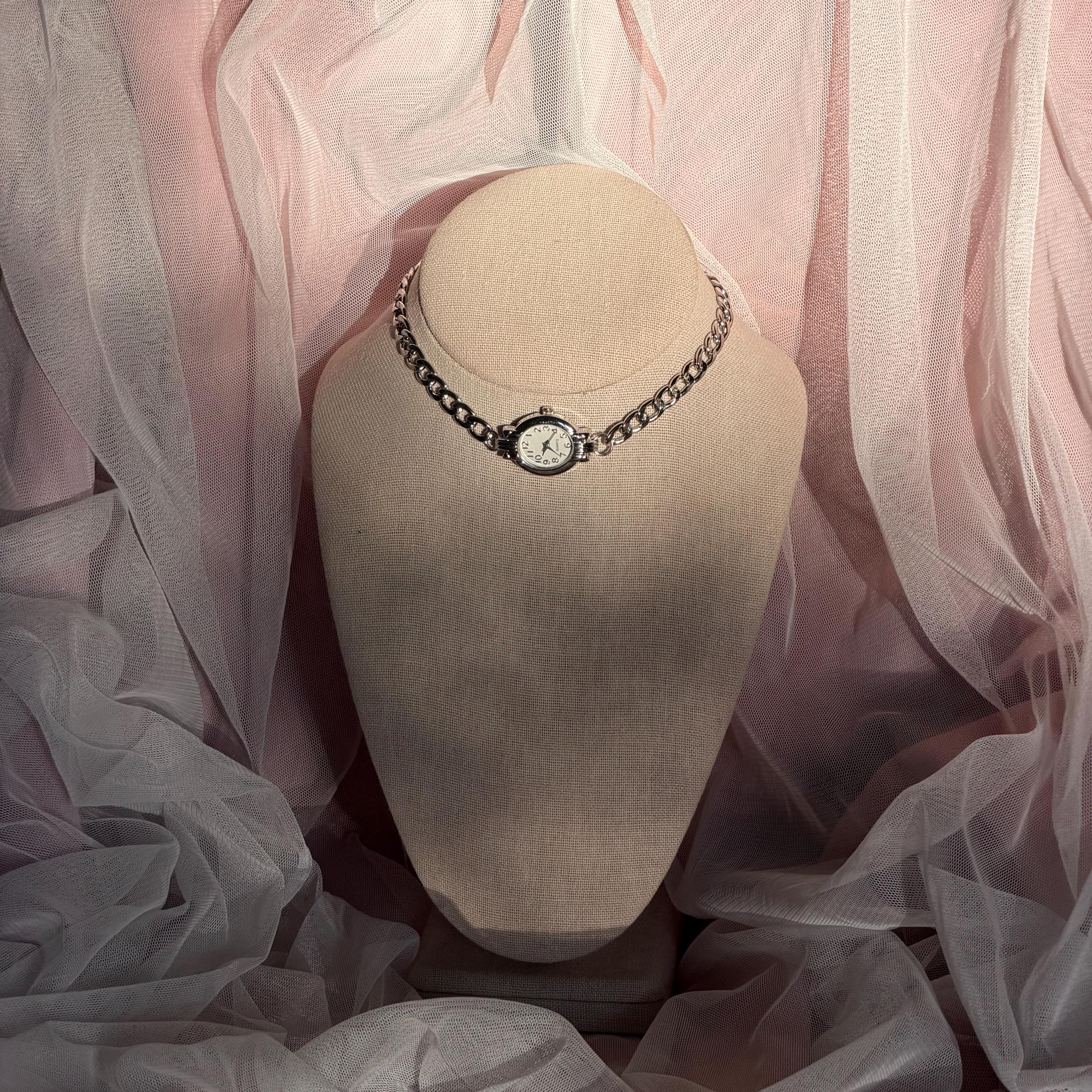 Watch Choker Oval Face Necklace