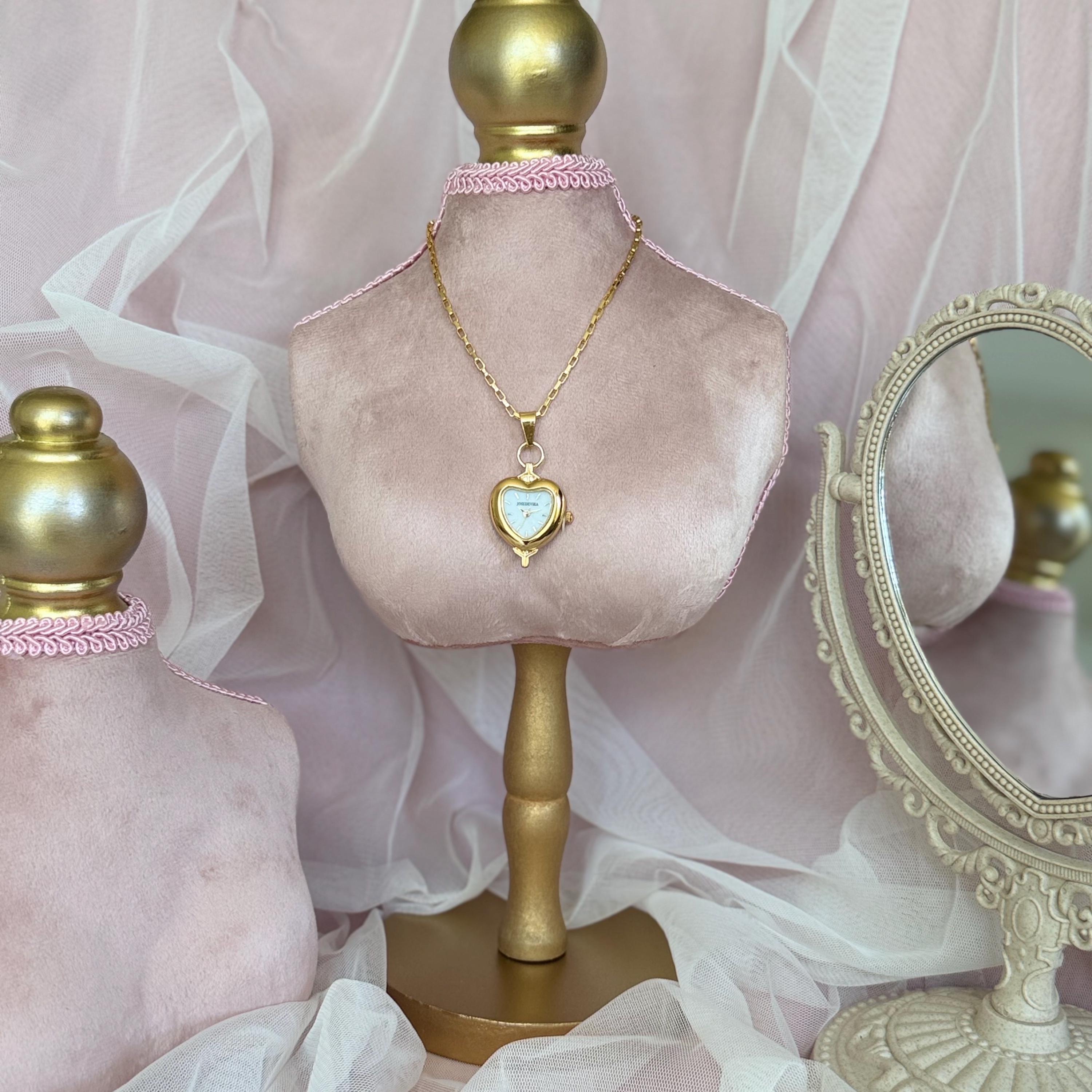 Heart Watch Necklace, Gold Pendant Watch, Vintage Style Working Watch Necklace, Coquette Jewelry, Dainty Heart Locket Watch, Gift for Her